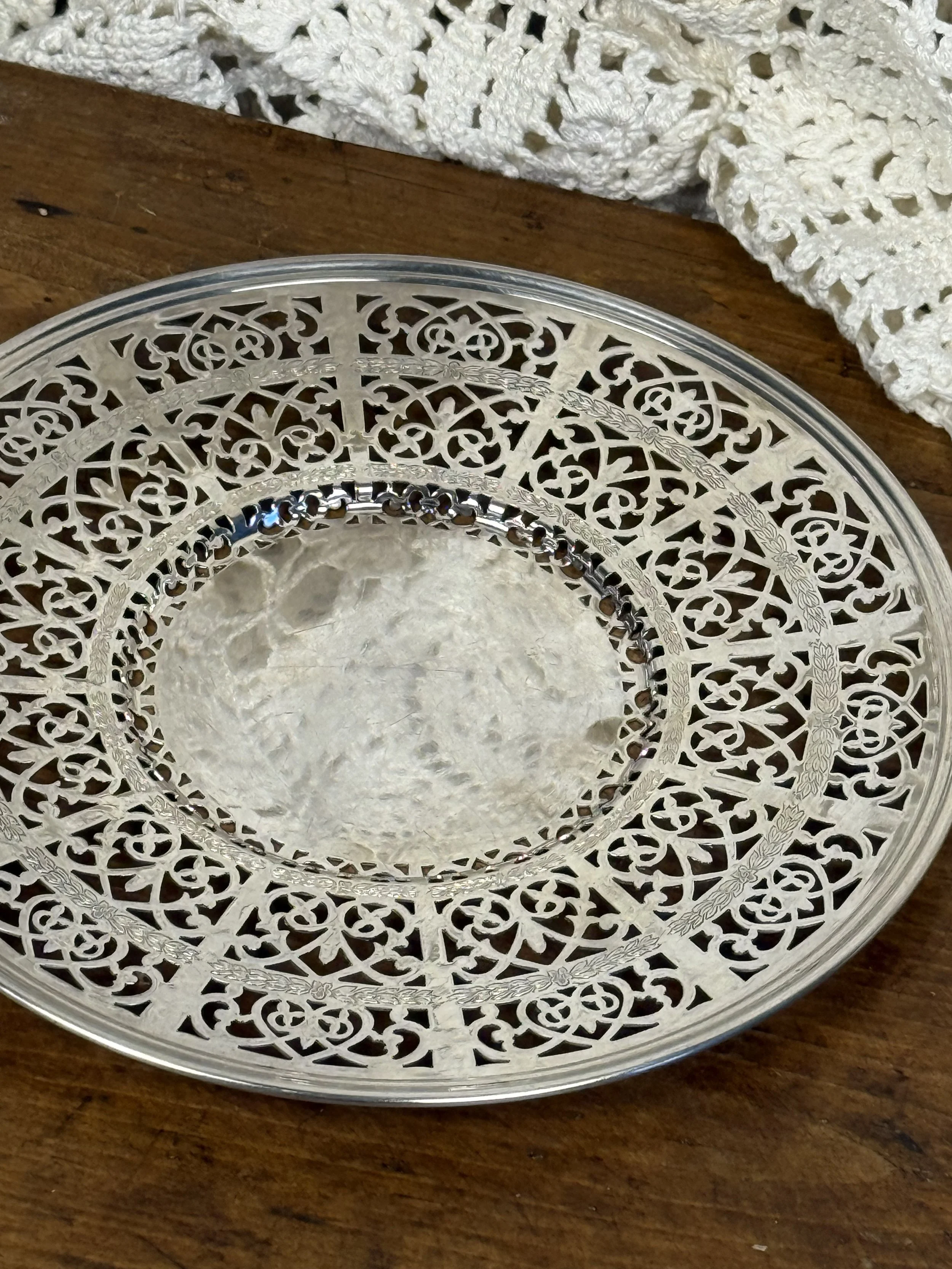 Vintage Pierced Silverplate Serving Tray by Warwick Plate (Canada)