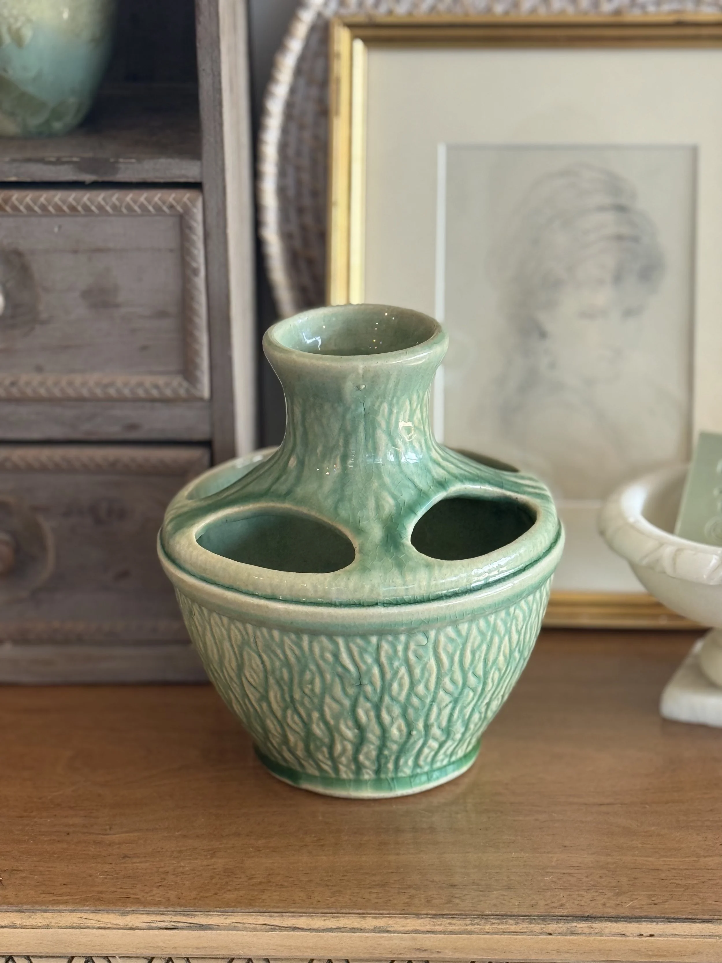 Vintage Robinson Ransbottom Green Ivy Jar