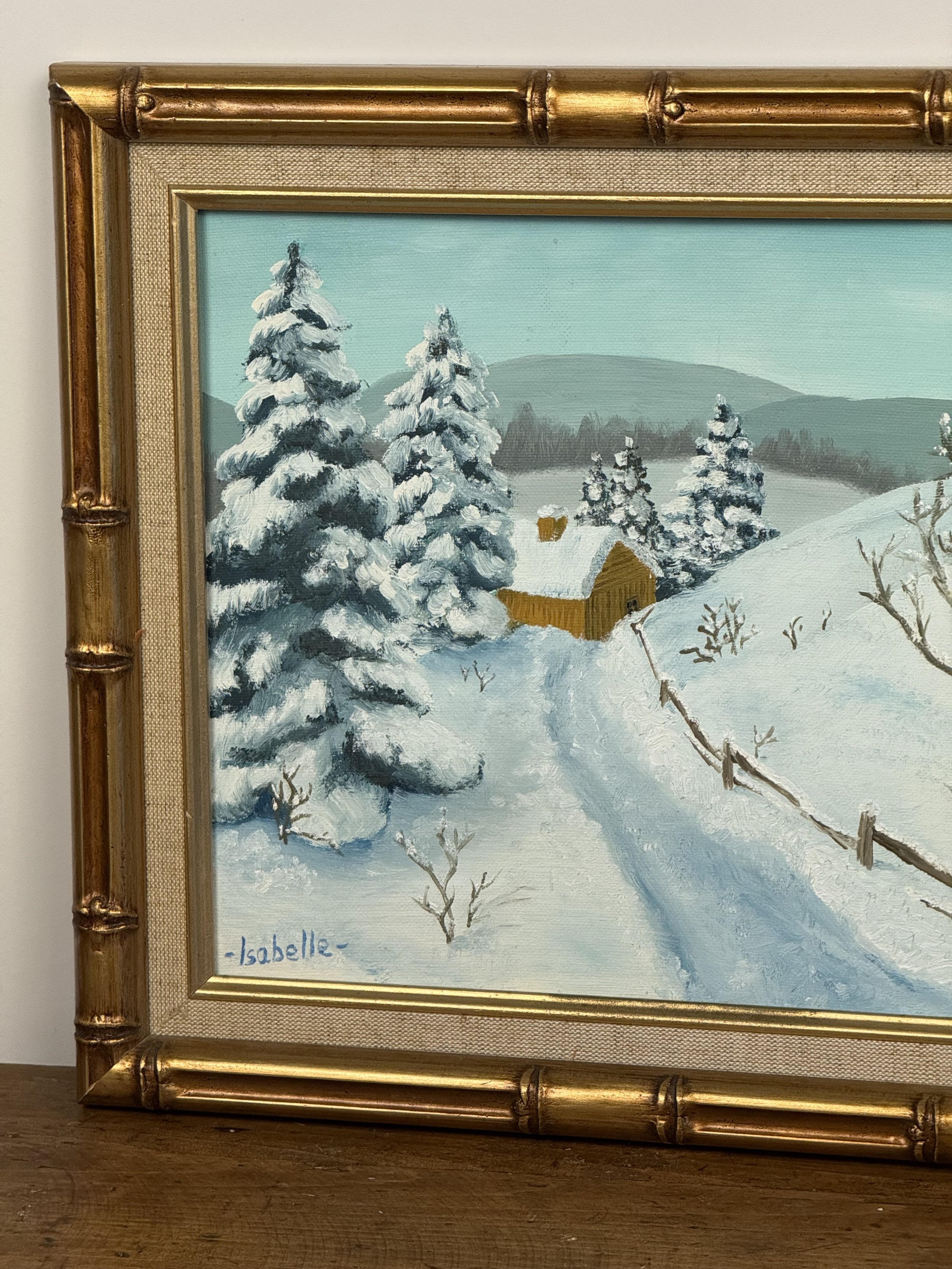 "Winter Path" Framed Snowy Landscape Painting