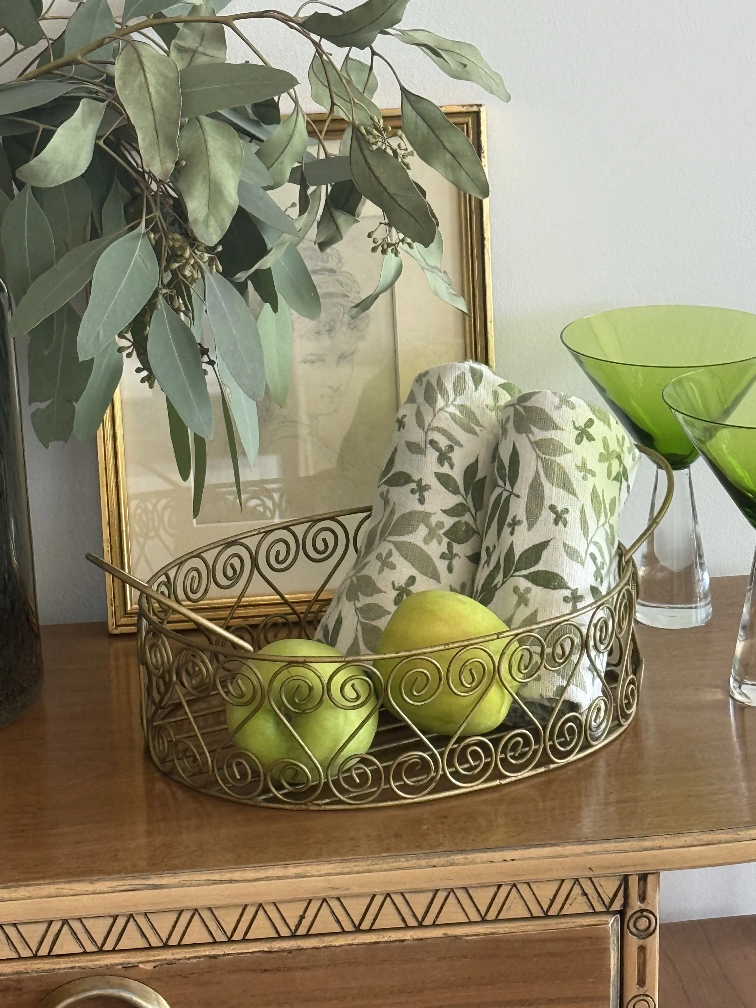 Rustic French Country Brass Wire Basket