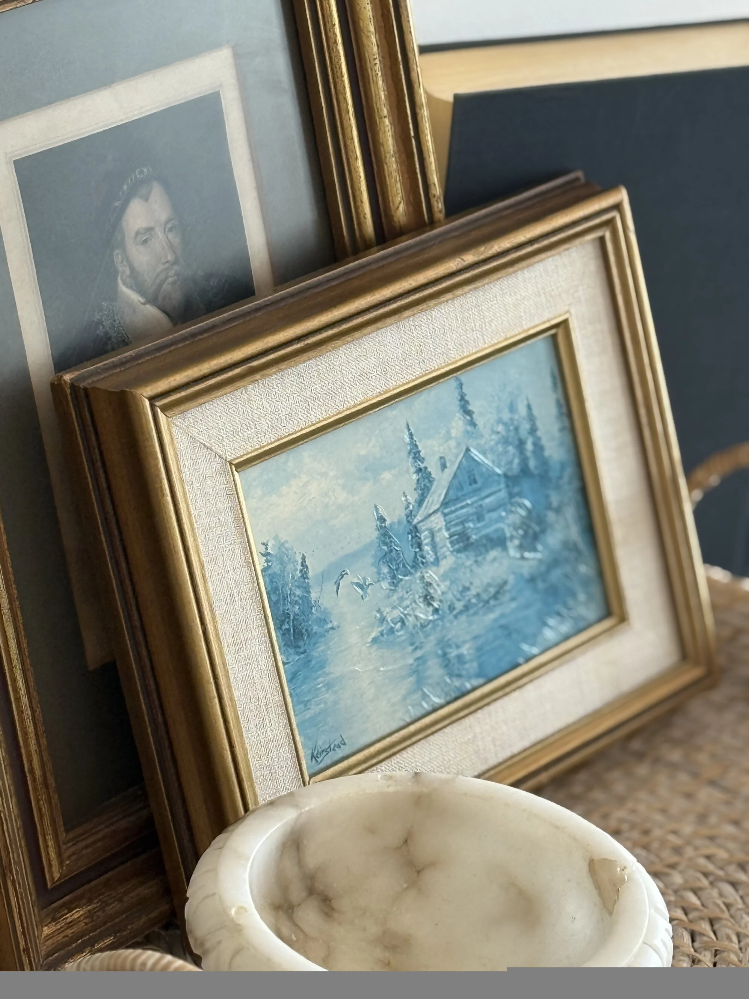 Vintage Watermill Landscape Print