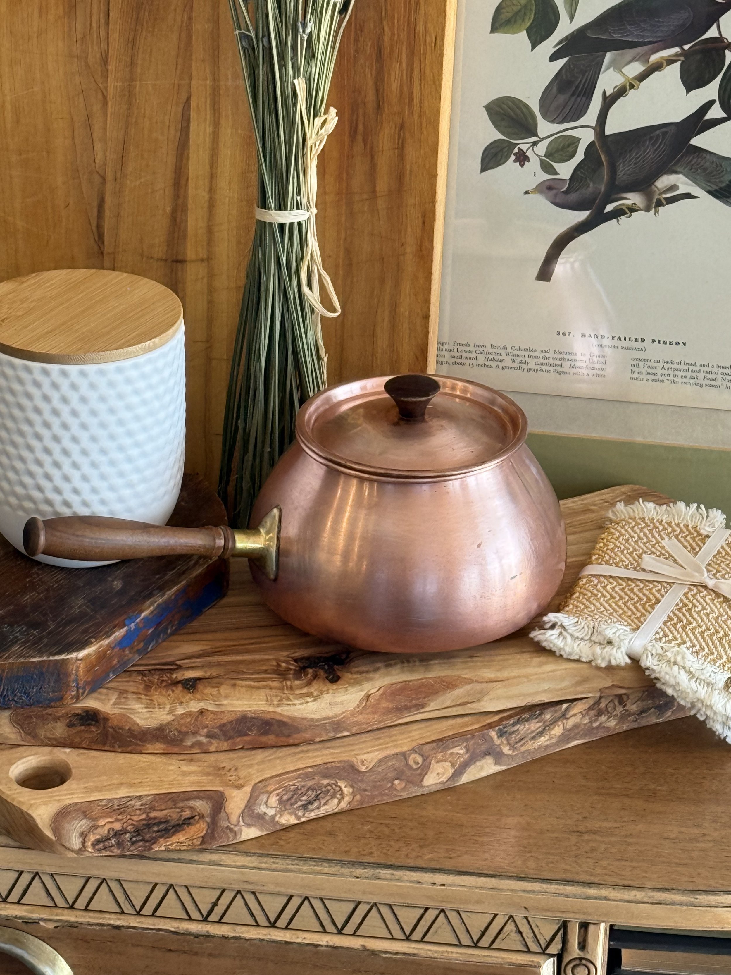 Vintage Tagus Portuguese Copper Saucepan with Wood Handle