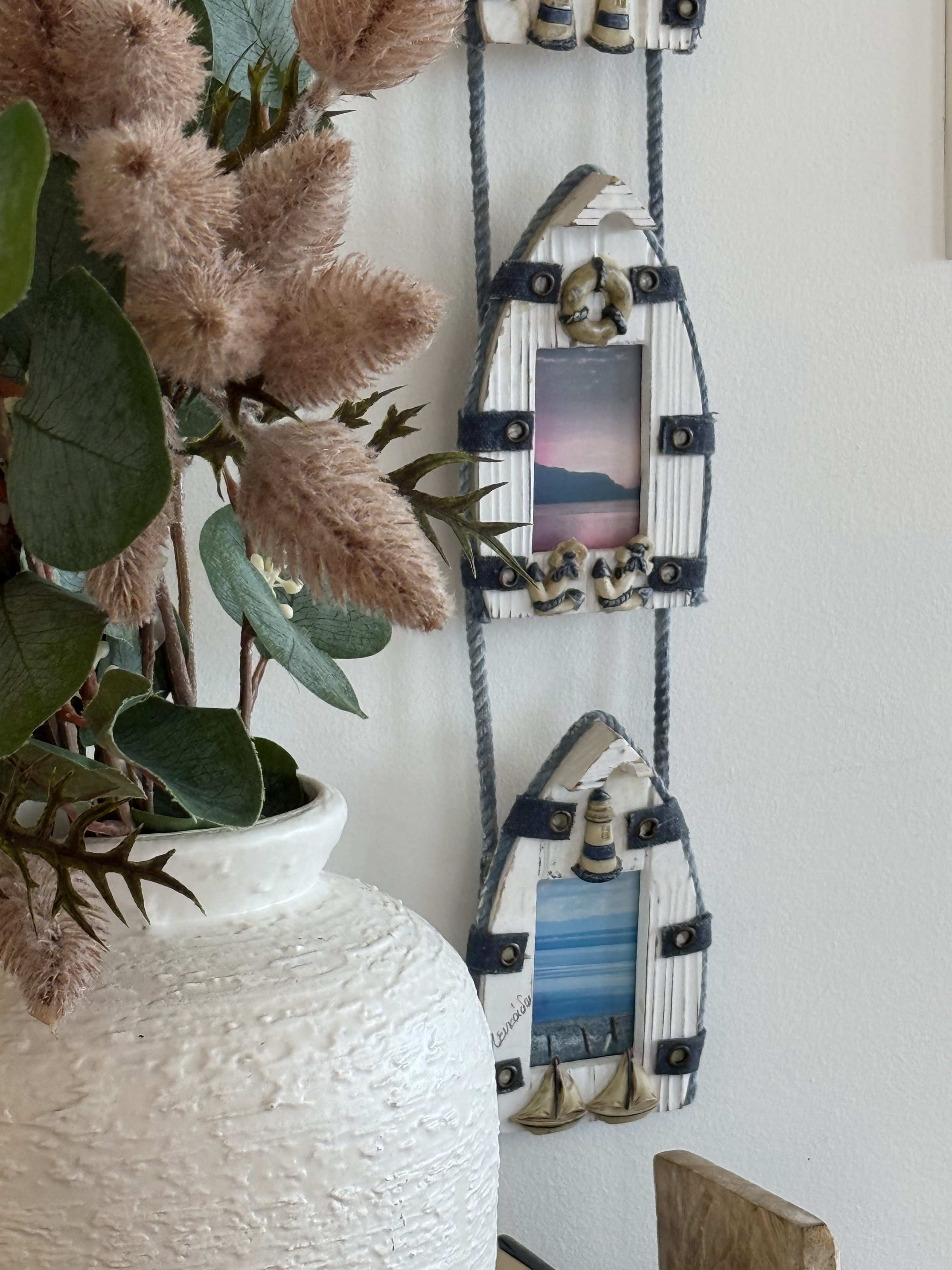 Vintage Lefkada Greece Nautical Triple Hanging Photo Frame