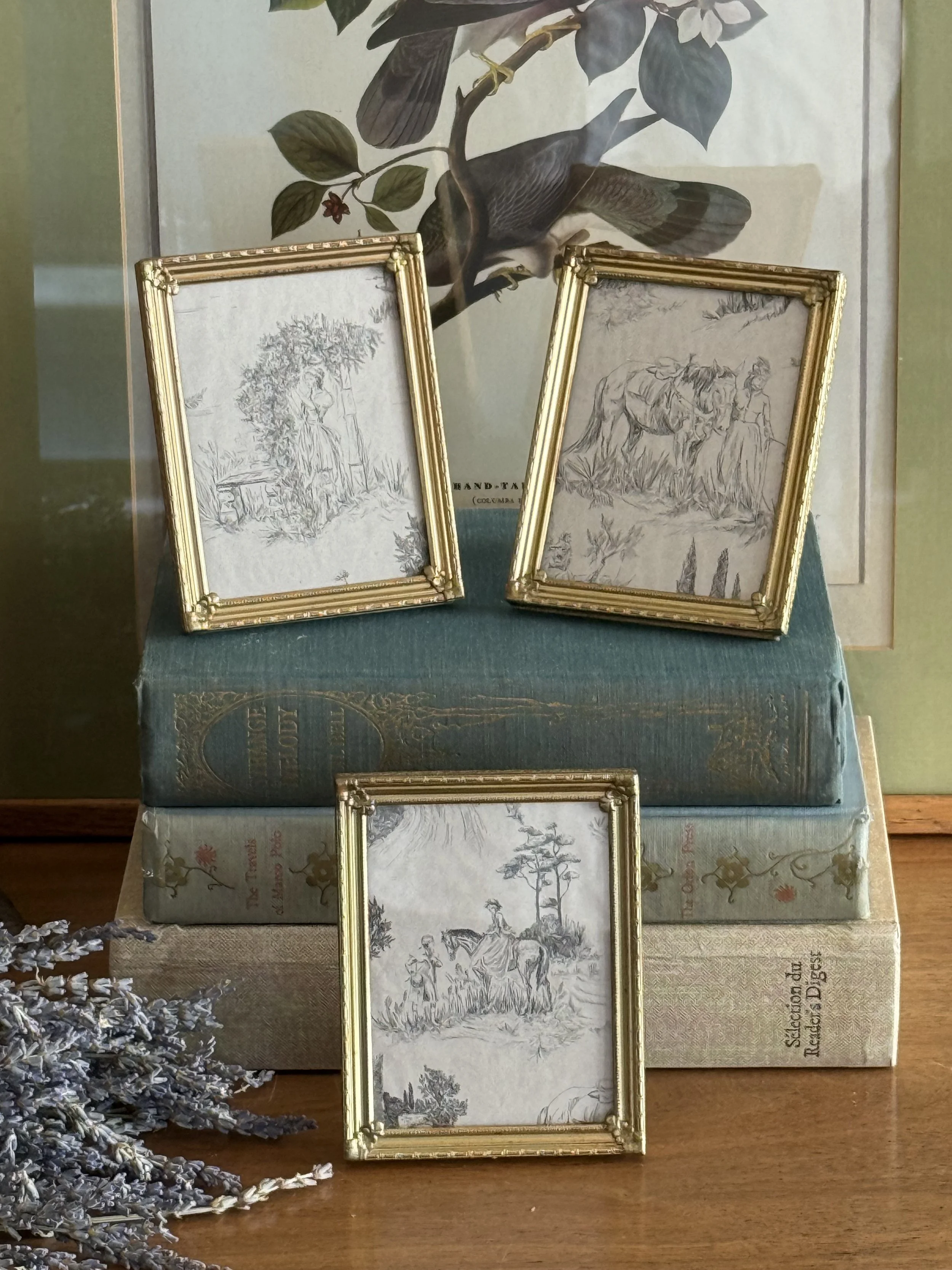 Vintage Ornate Gold Picture Frames, Set of 3