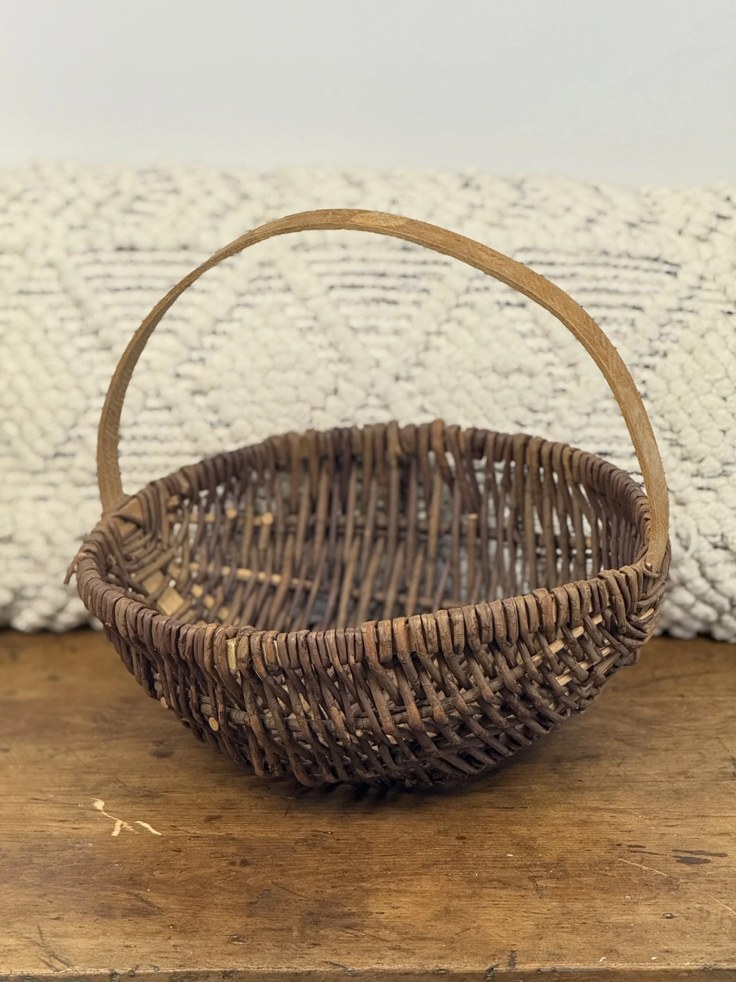 Vintage Handwoven Willow Gathering Basket