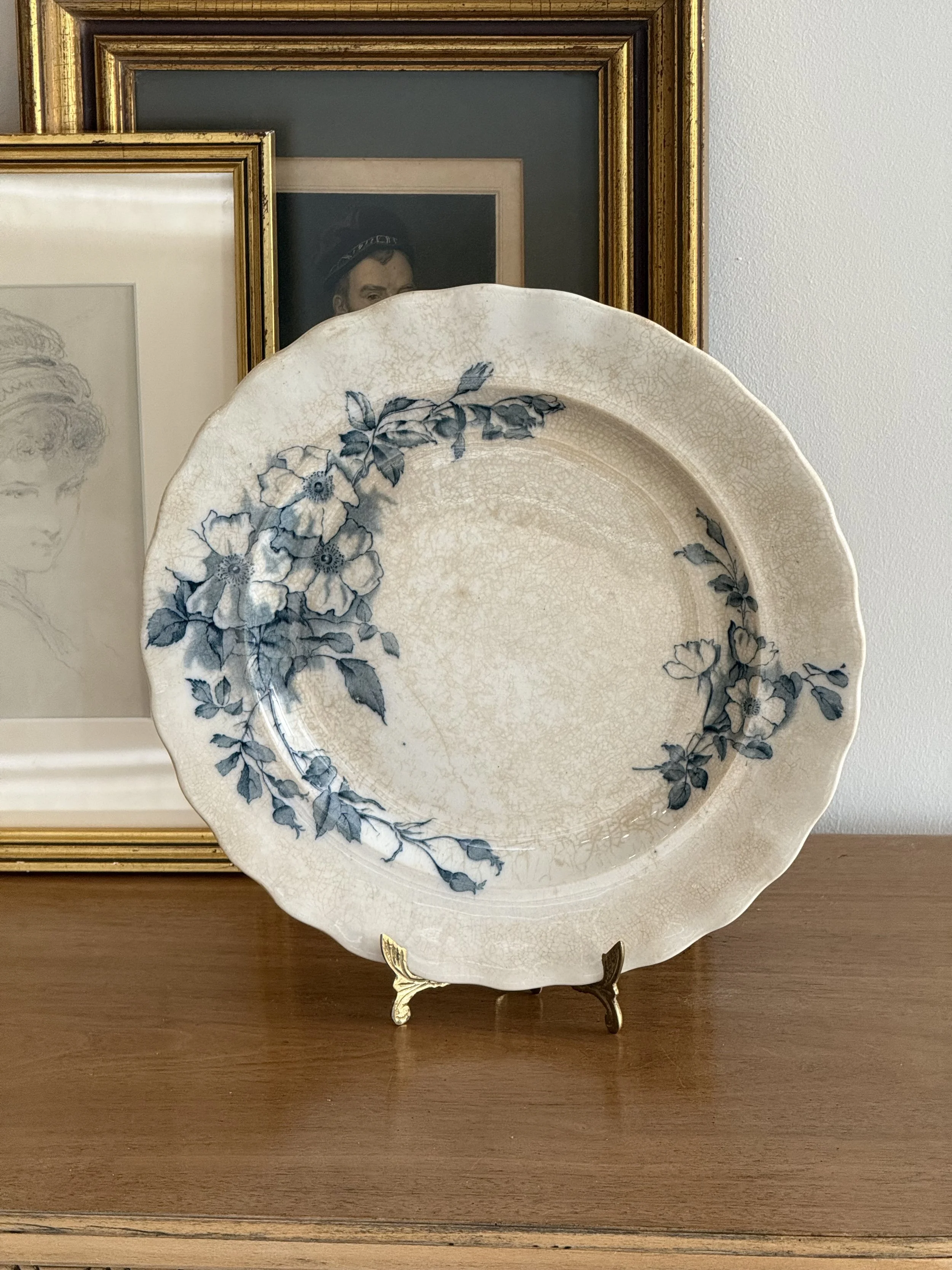 Antique Furnivals “Wild Rose” Blue Floral Plate