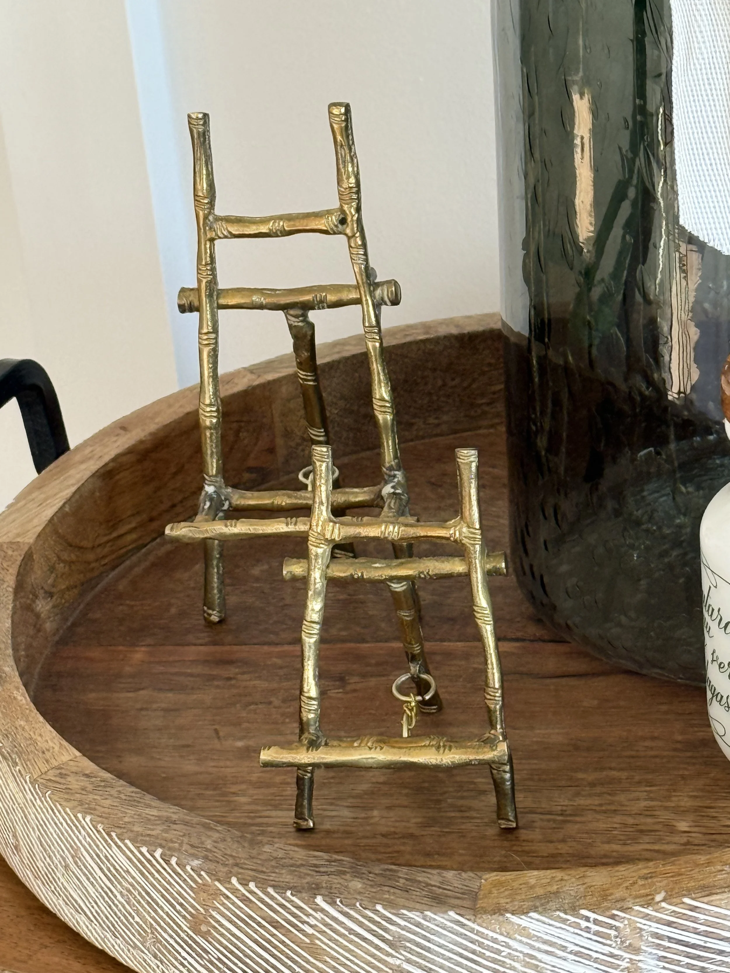 Miniature Bamboo Brass Easels - Set of 2