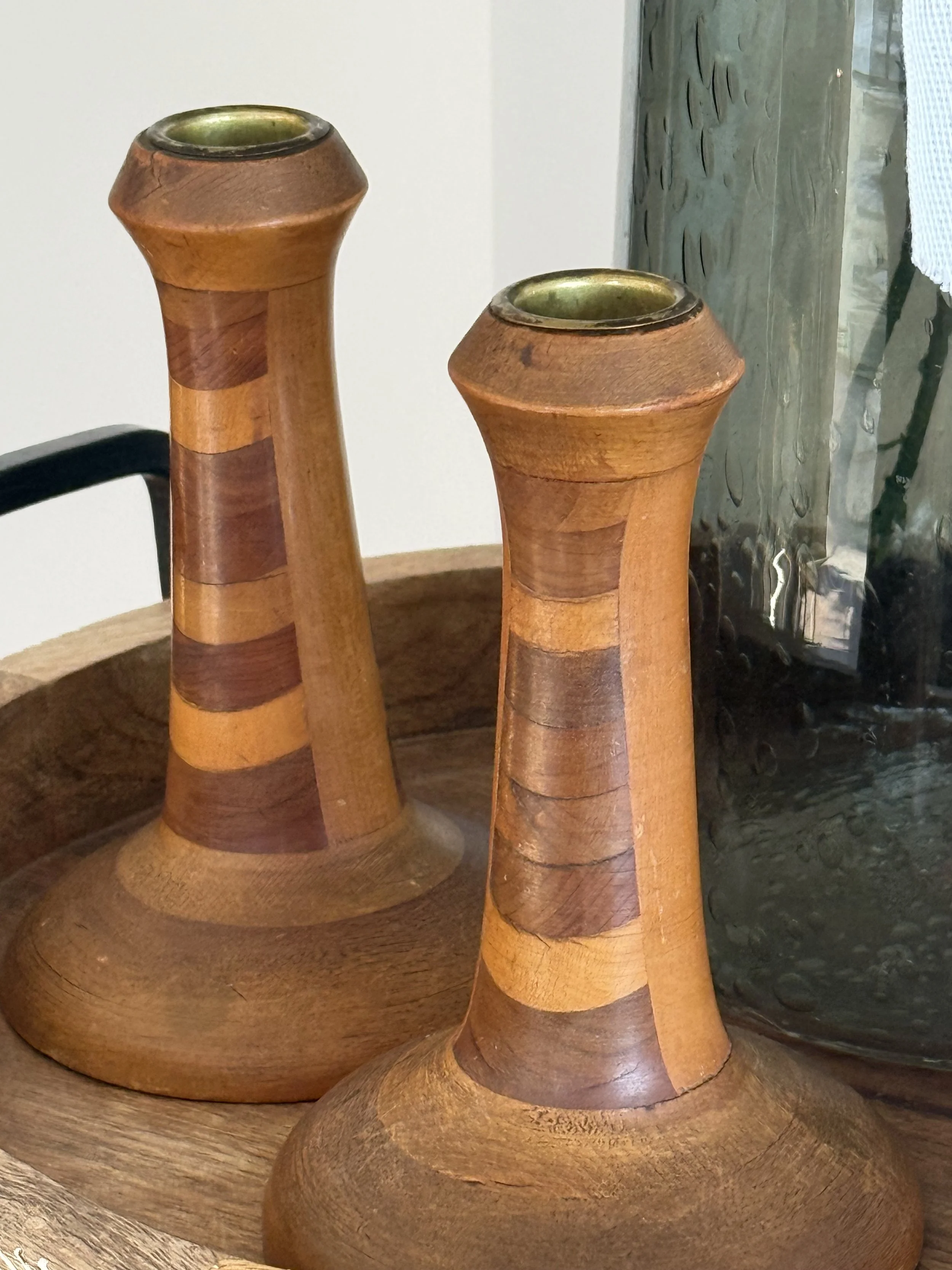 Pair of MCM Wood Candlesticks