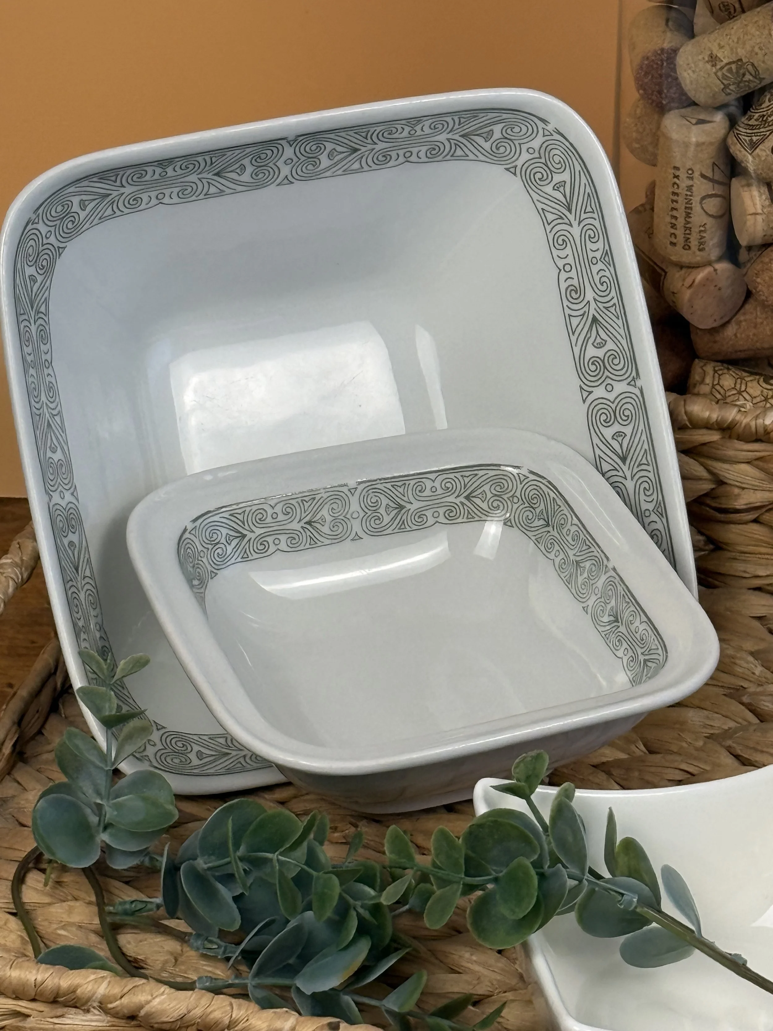 Vintage Lilien Porzellan Square Serving Bowls — Set of 2