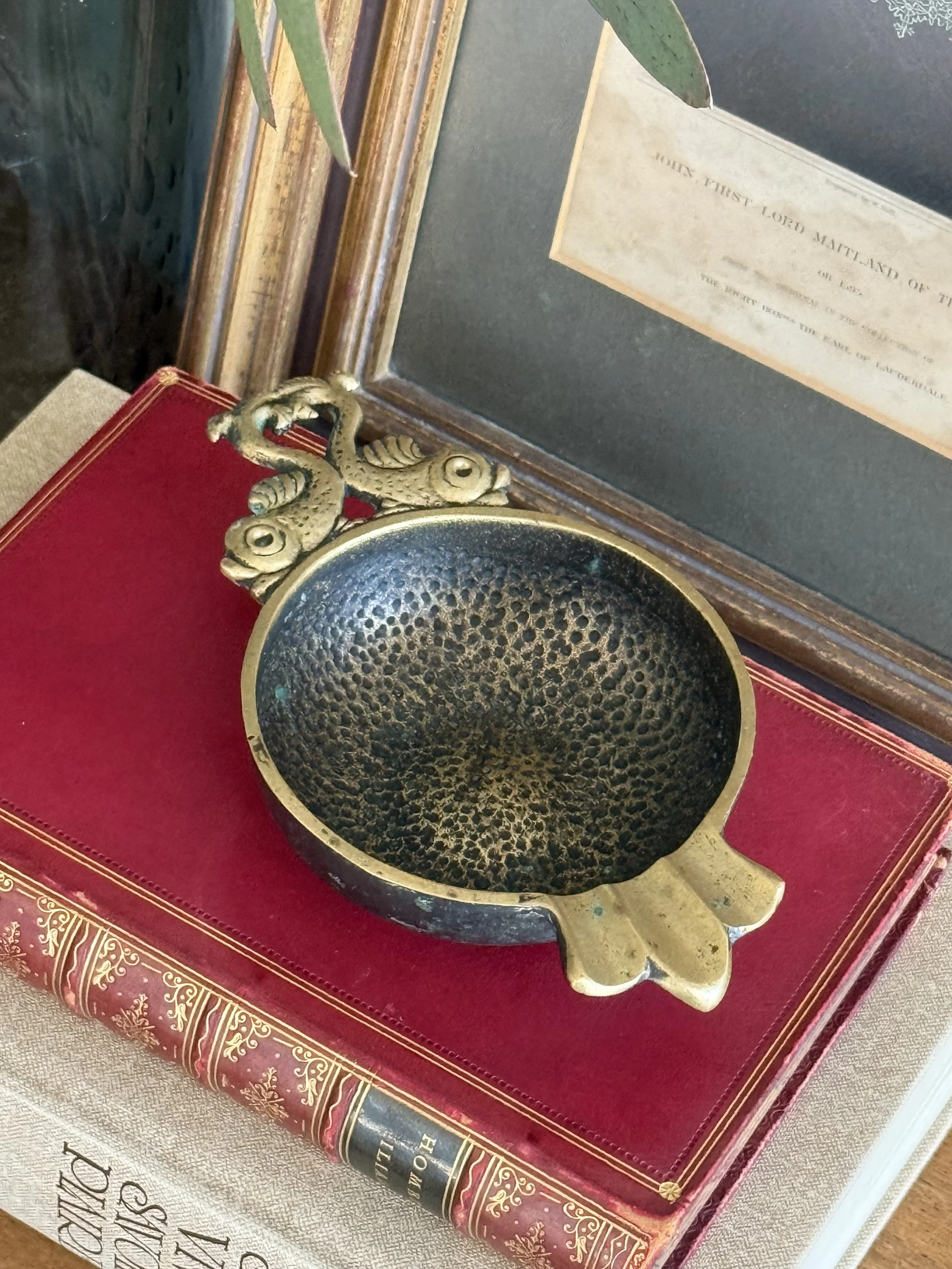 Vintage Brass Catchall Dish Nautical Fish Design