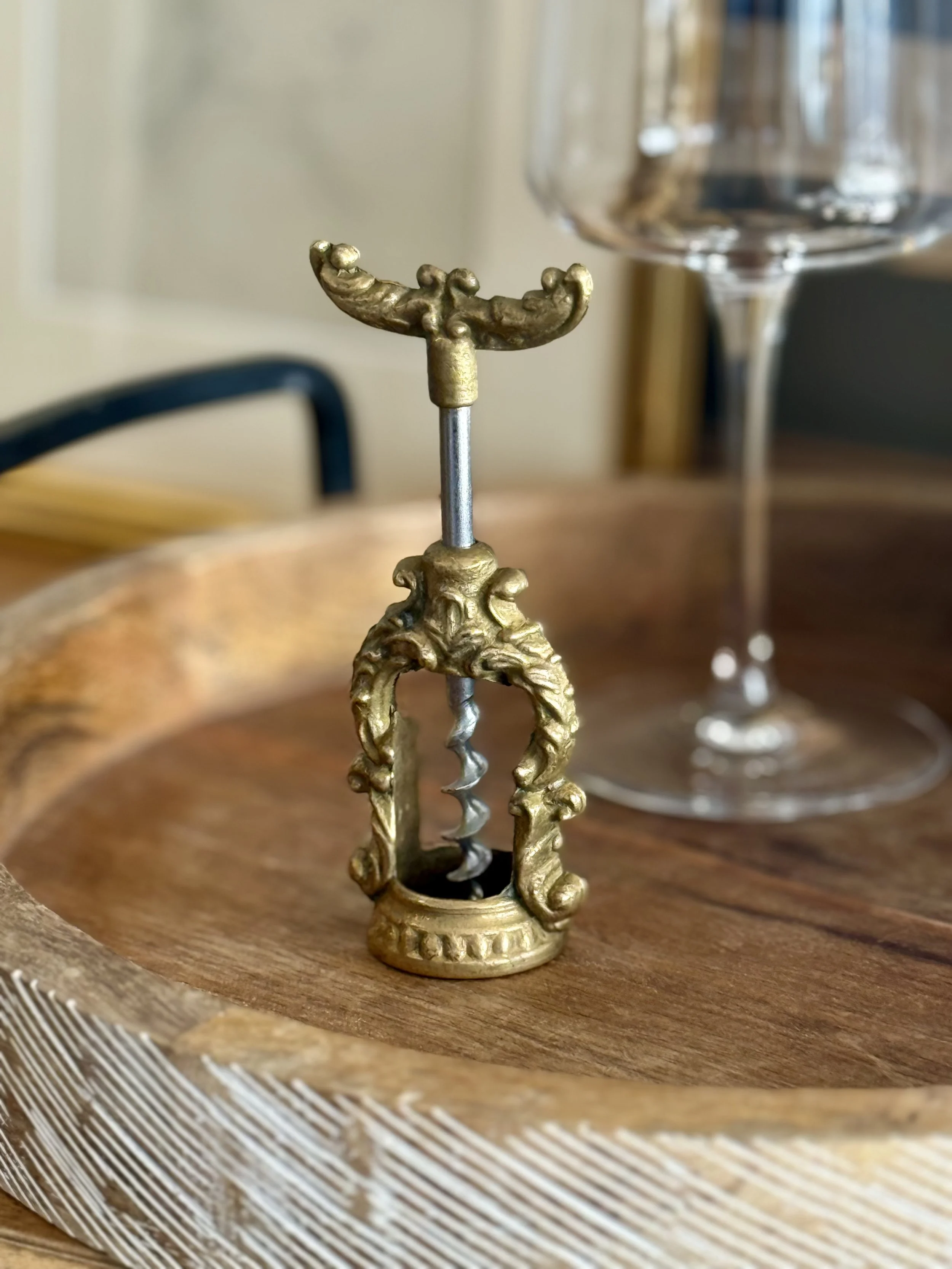 Vintage Italian Brass Frame Corkscrew Wine Opener