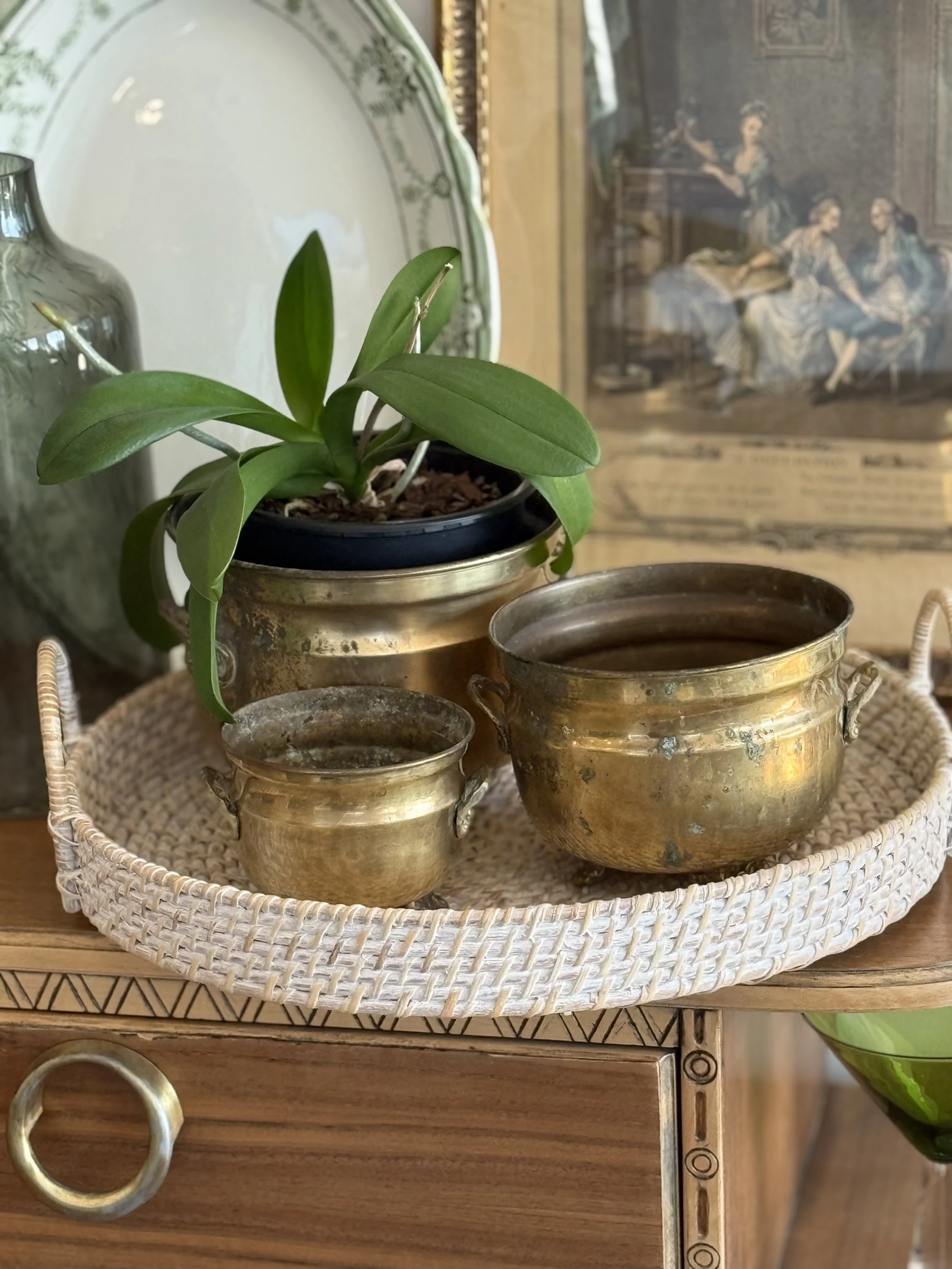 Antique Brass Planter Set of 3 Jardiniere Cache Pots