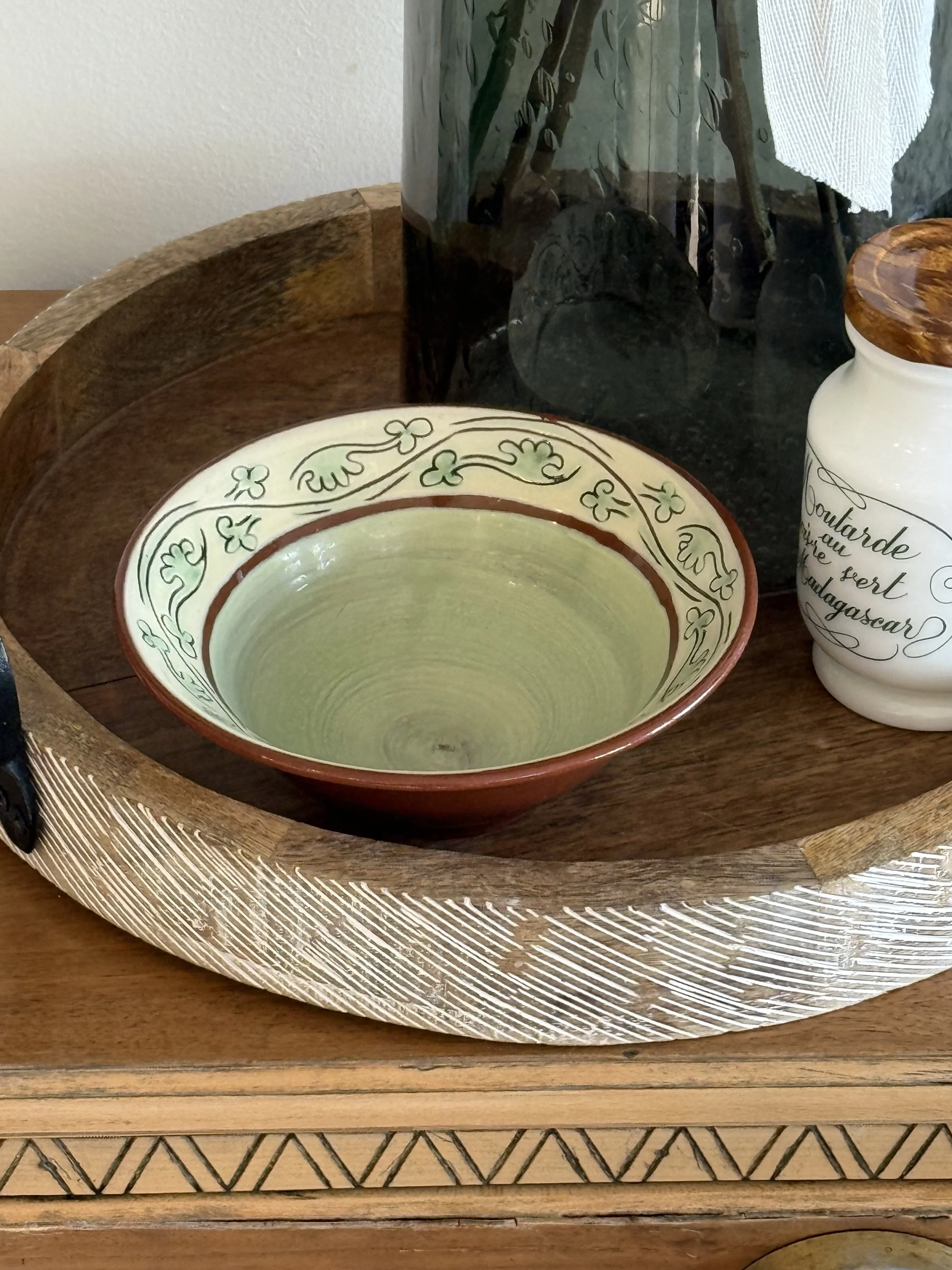 Sgraffito Hand-Thrown Pottery Bowl - Artist Signed