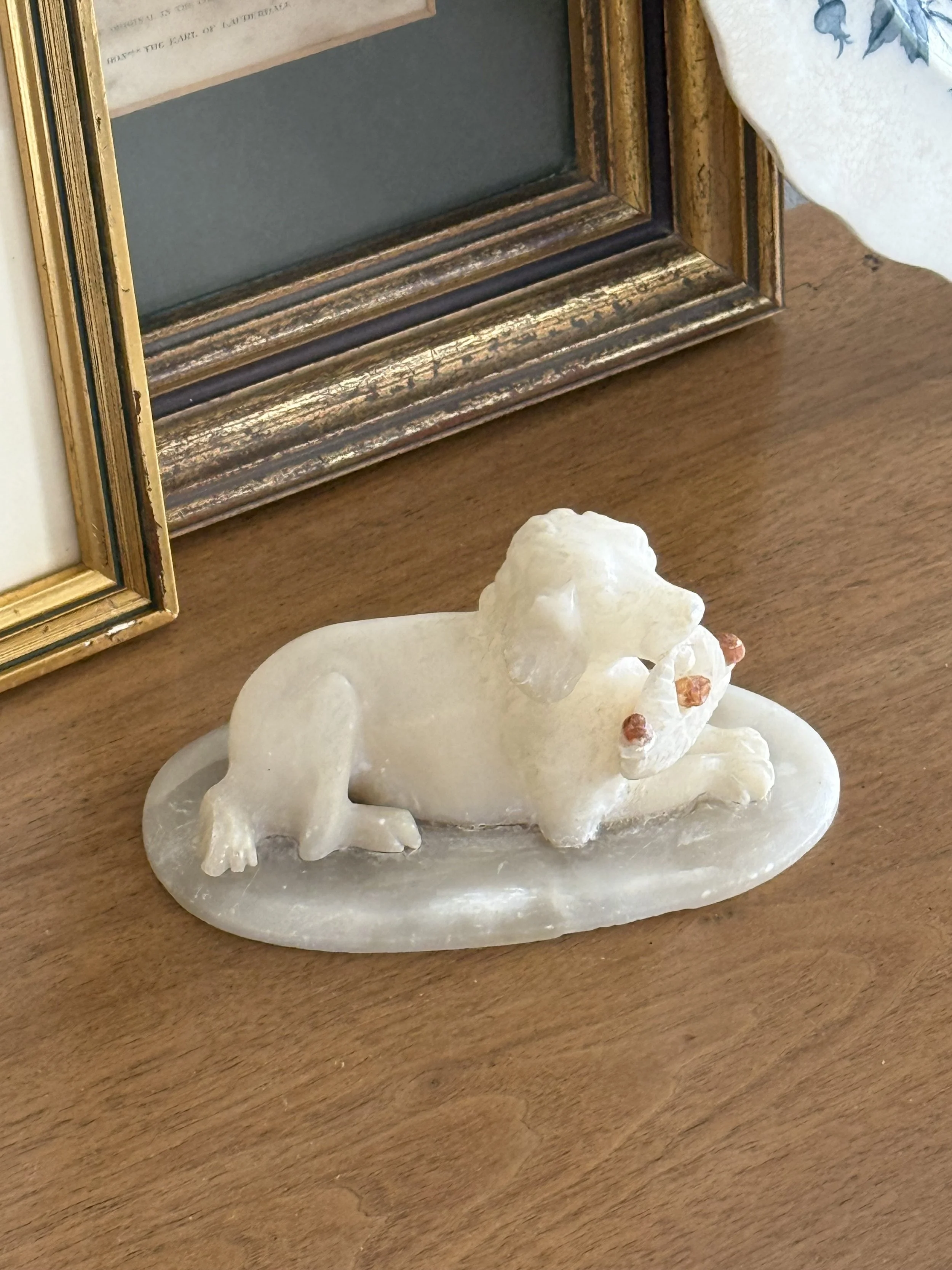 Small Vintage Italian Alabaster Dog Figurine