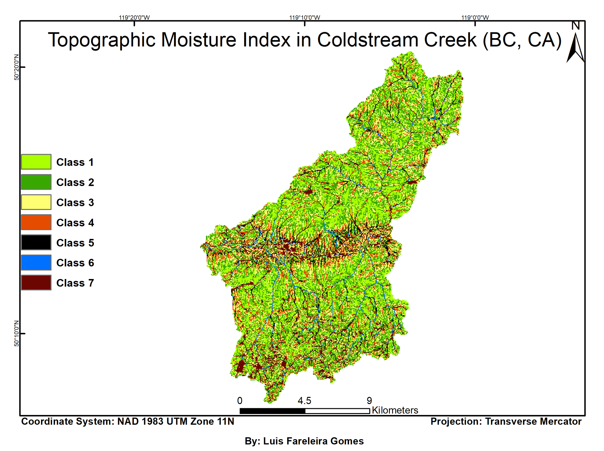 Topographic moisture GIS