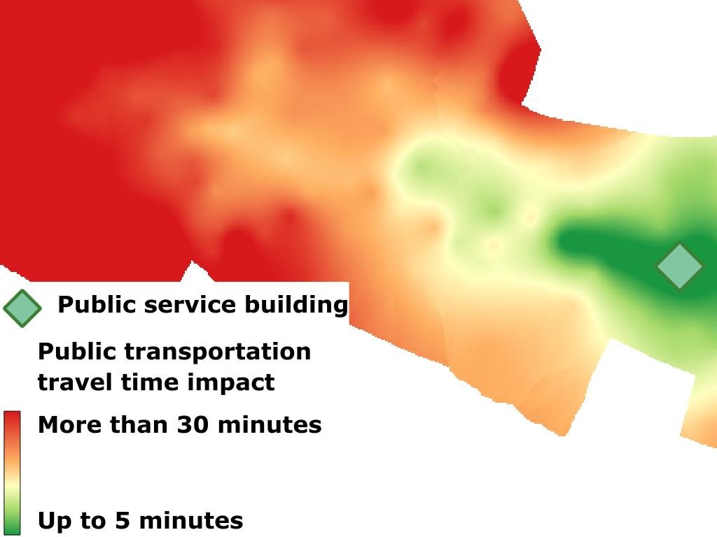 Public transportation travel time impact model for hypothetical Council service provision (A)