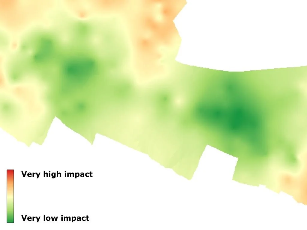 Travel time impact model for a hypothetical library provision scenario (B)
