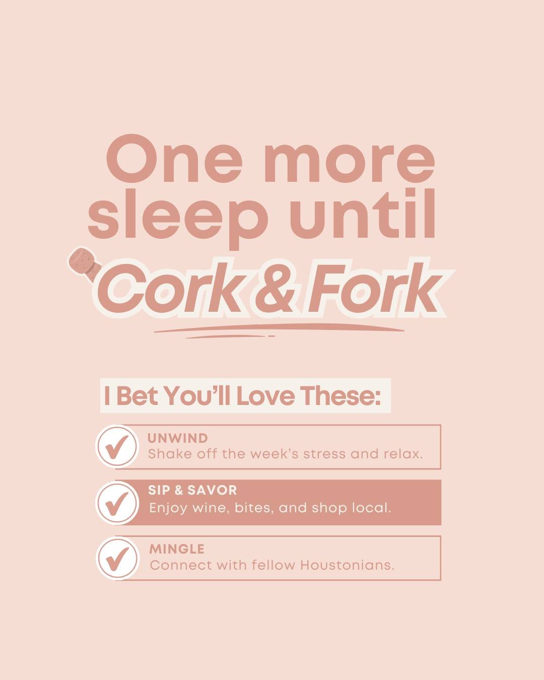 🚨 Just one more sleep until Cork &amp; Fork! 🚨
The countdown is REAL 🍷🍴

✨ What to Expect:
✔️ Exceptional flavors from local chefs Yeah She Rollin &amp; @sylvashospitalityservices
✔️ Fine wines &amp; curated pours you&rsquo;ll love
✔️ Live entert