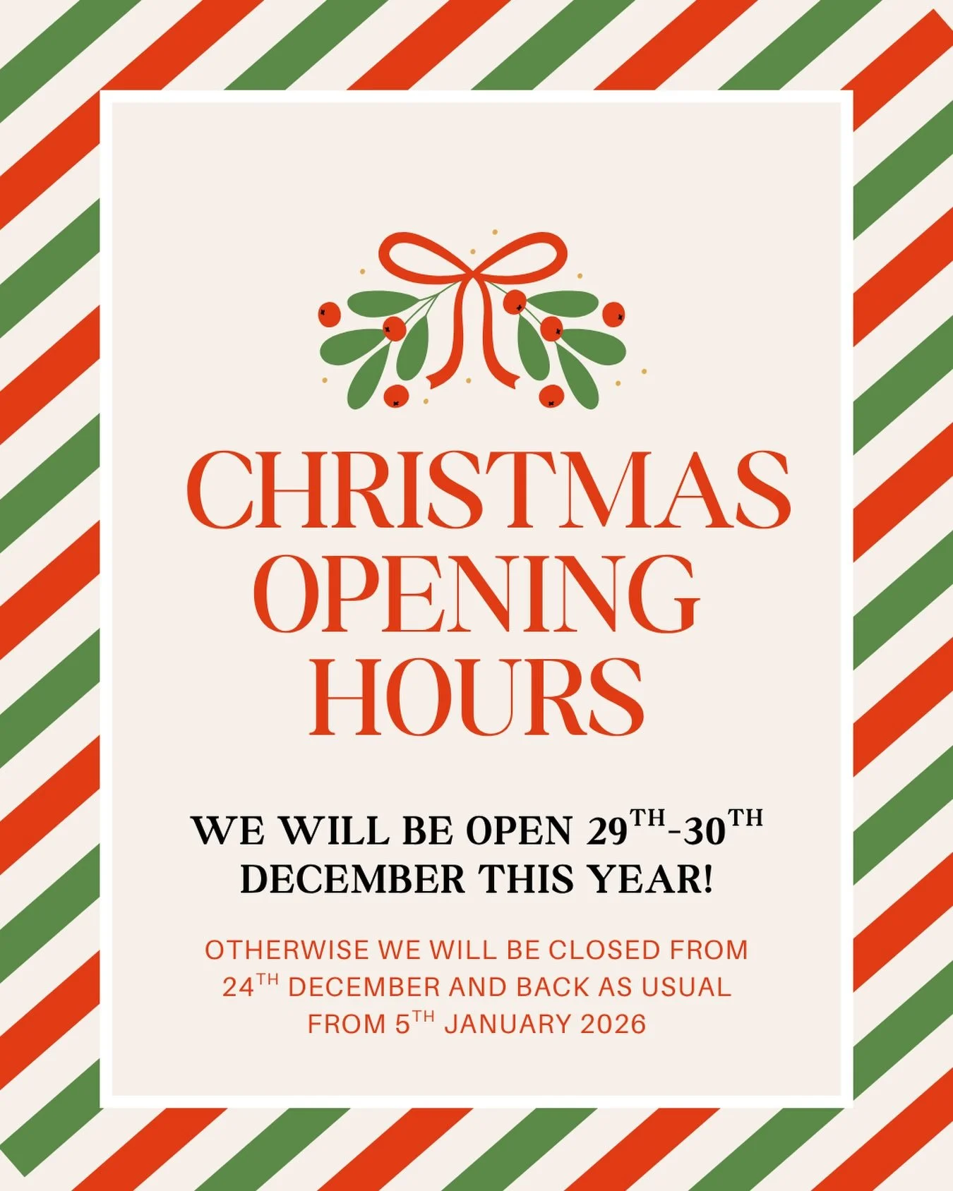 🎄REMINDER🎄

This year we are open for a couple of days between Christmas &amp; New Year! Limited availability, get in touch to book today 🎅🏻