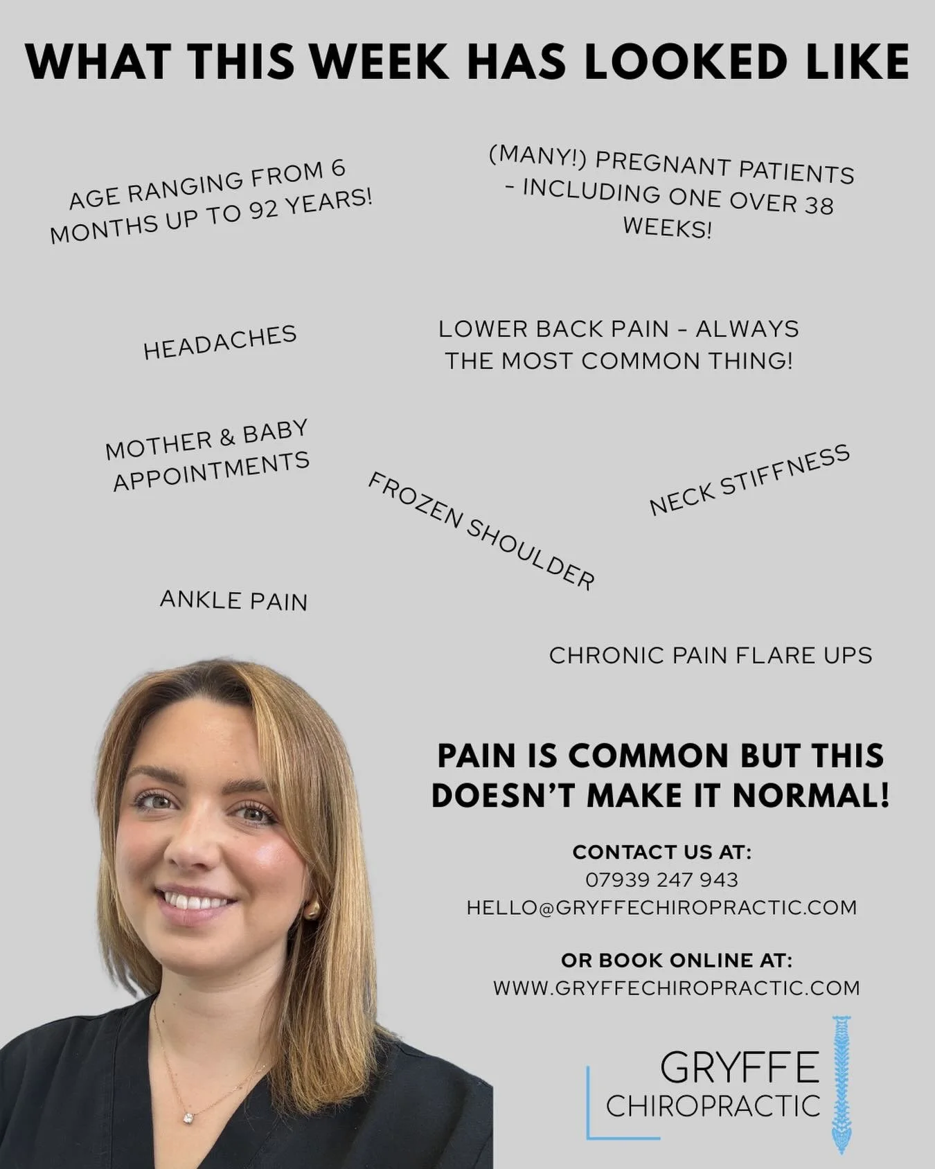 &hellip;and more! 

Weeks in clinic are always varied and I love it! 🩶 

We have availability next week if this reminds you of that niggly pain you&rsquo;ve been ignoring 📲