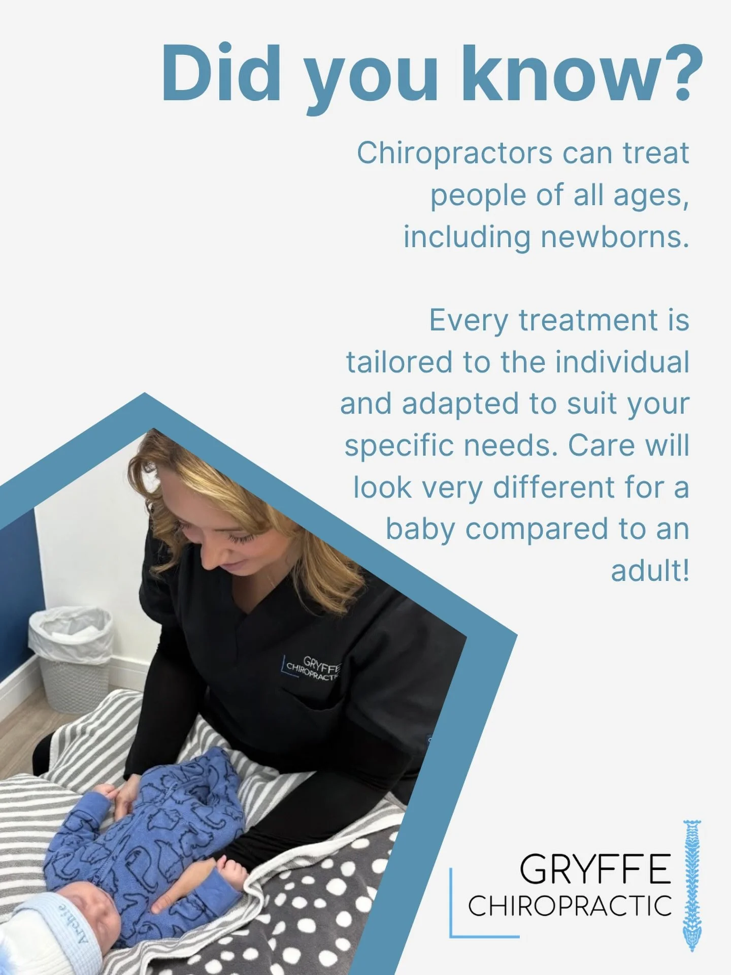 Ever heard of newborn Chiropractic care? At Gryffe Chiropractic we see all ages, including newborns 🍼