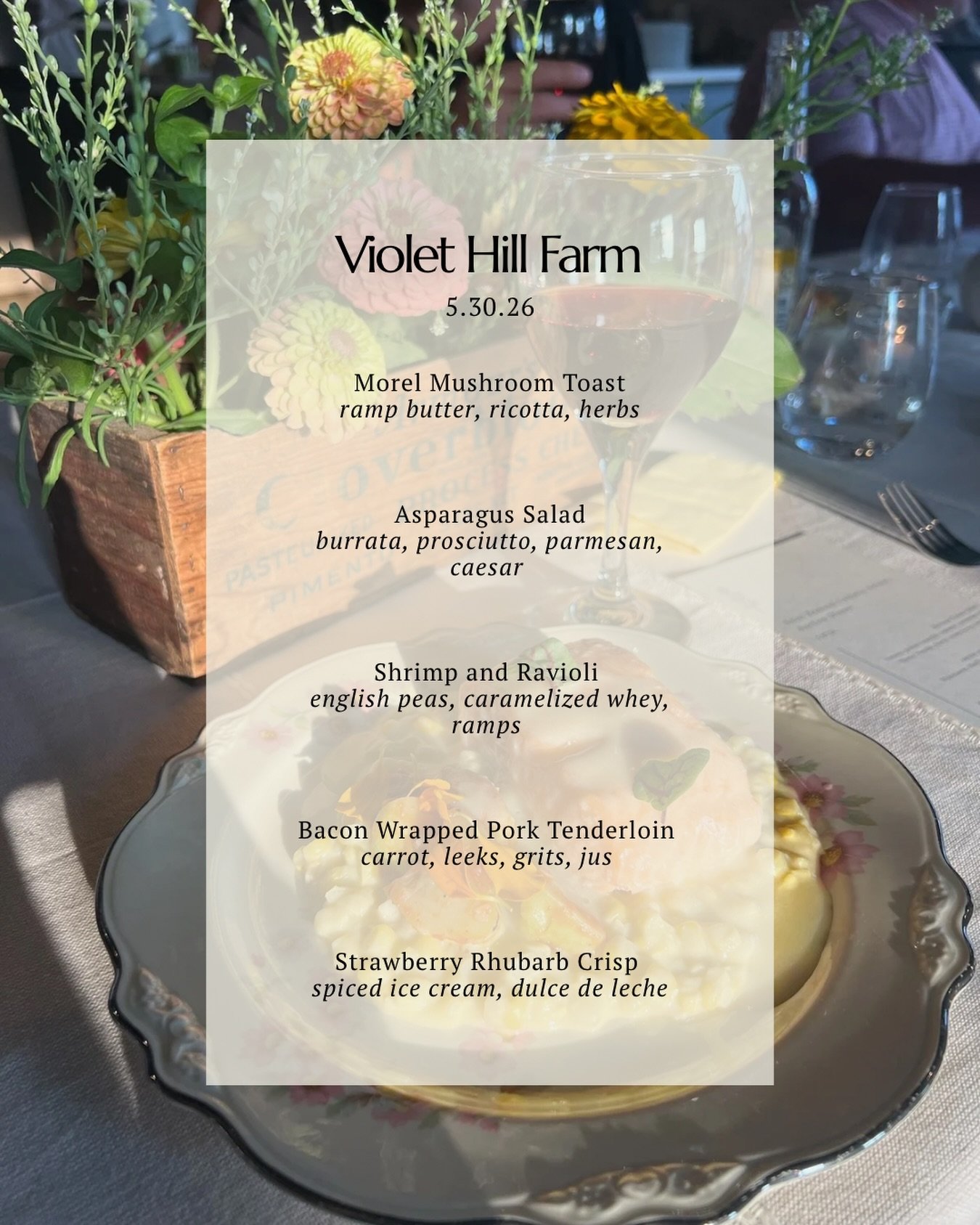Our May 30th dinner menu is set! 🌾

We&rsquo;ve been blown away by the response to our summer dinners and can&rsquo;t wait to host you all. Grab your seat on our website - and yes, we can accommodate dietary restrictions!

Menus for the rest of the 