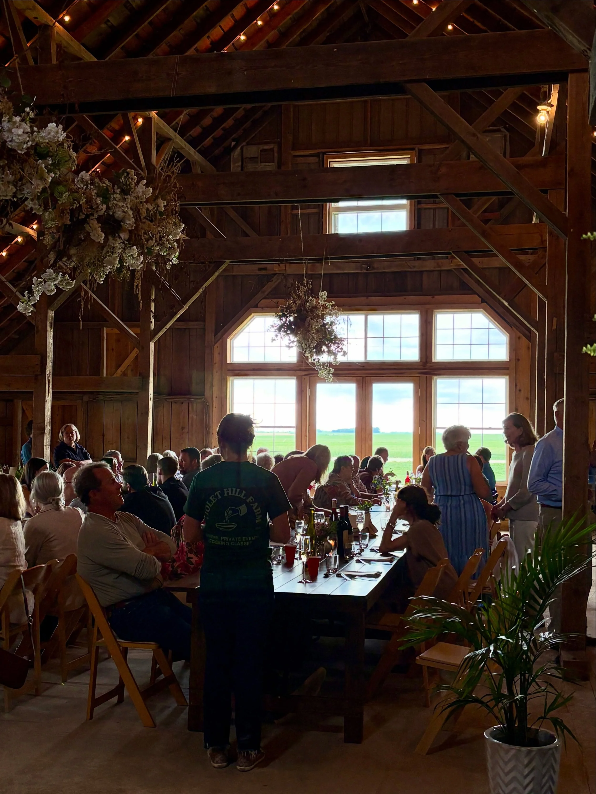 Last night was our first dinner hosted in the Barn! With warmer weather finally here, we&rsquo;ve been looking forward to opening up the space. Hosting dinners in the Barn has been part of our vision from the beginning, and it was so exciting to see 