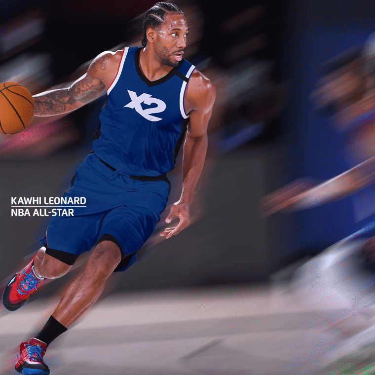 X2 Energy digital ad for energy drink campaign featuring NBA All-Star Kawhi Leonard with the tagline “Get Ready to Score Big” and promotional offer to buy one 12-pack and get 50% off the second.