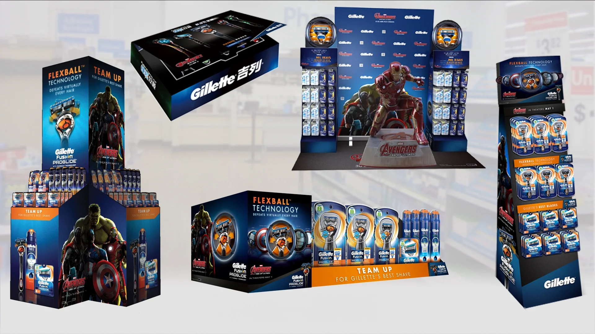 Marvel Avengers and Gillette Retail Displays