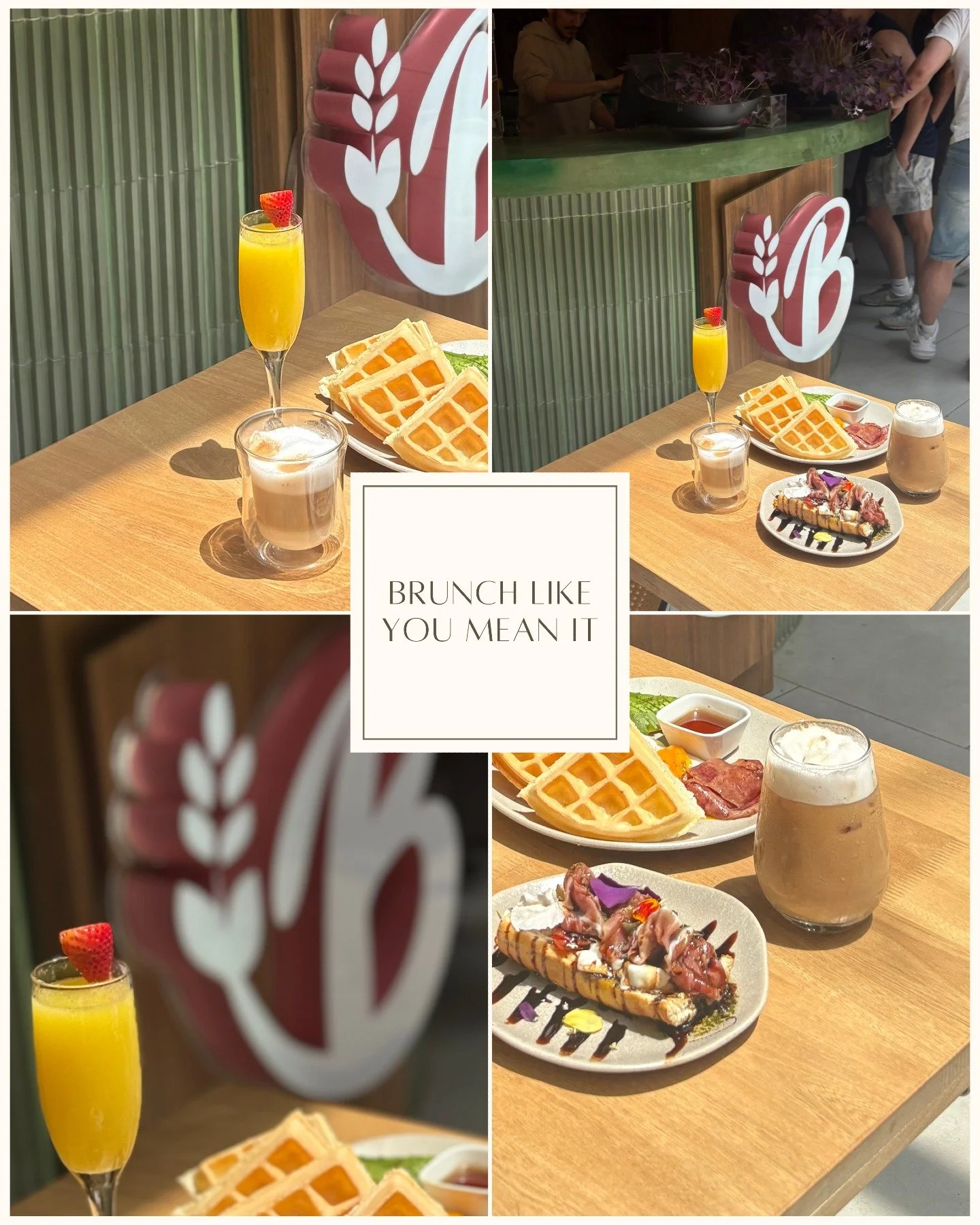 Empieza tu ma&ntilde;ana al estilo Briochelly! El Bunch que no falla: mimosas en la mesa, un waffle para compartir y esa tostada caprese perfecta!