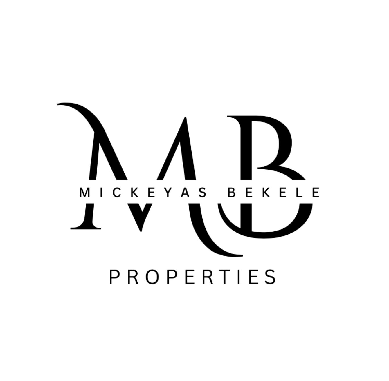 Logo with stylized text and the words 'Mickeyas Bekele Properties'