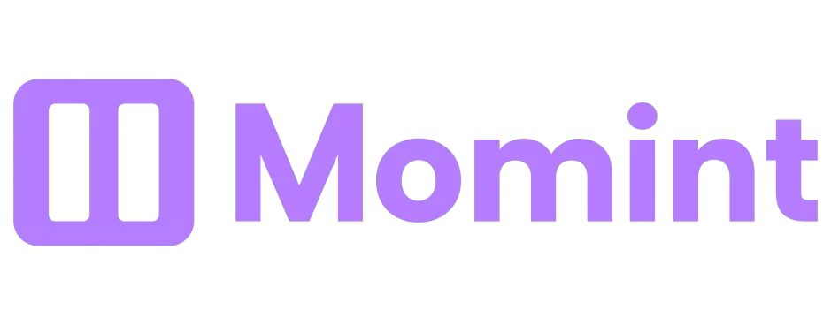 Twitch logo next to the word 'Momint' in purple text.
