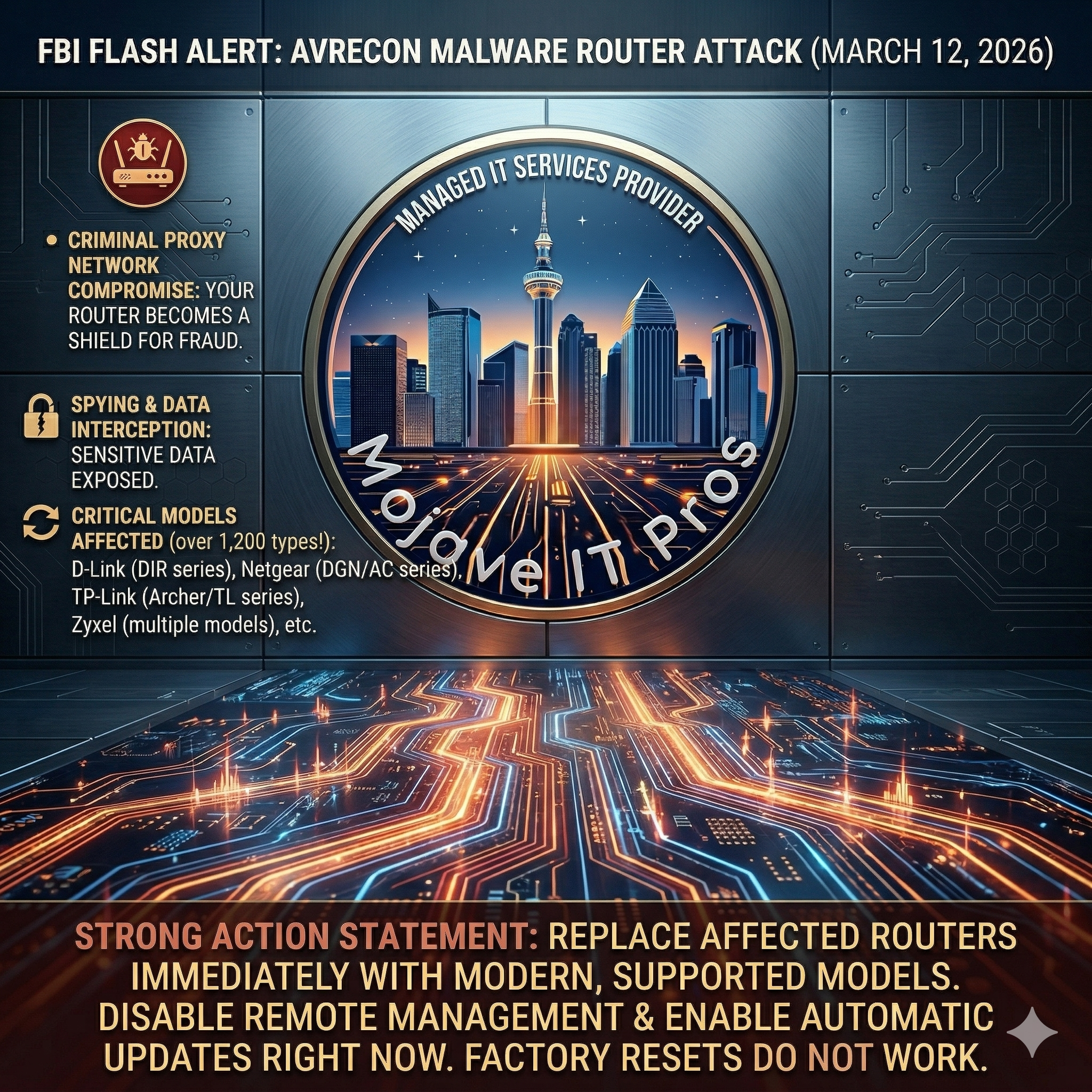 FBI Warns of AVrecon Malware Compromising Routers for Criminal Proxy Networks (March 12, 2026)