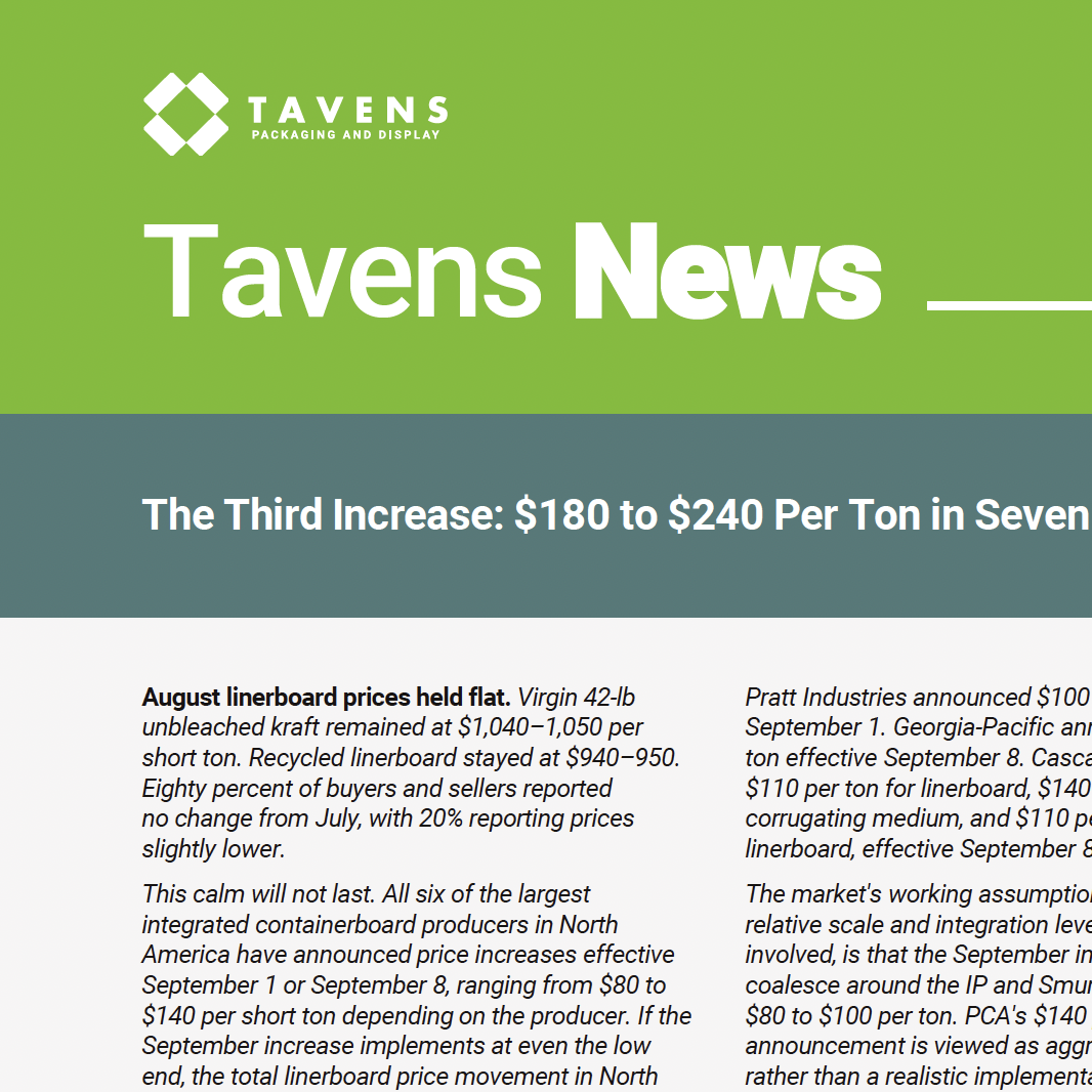 Tavens August Newsletter
