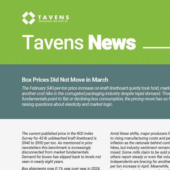 Tavens news for March 2025