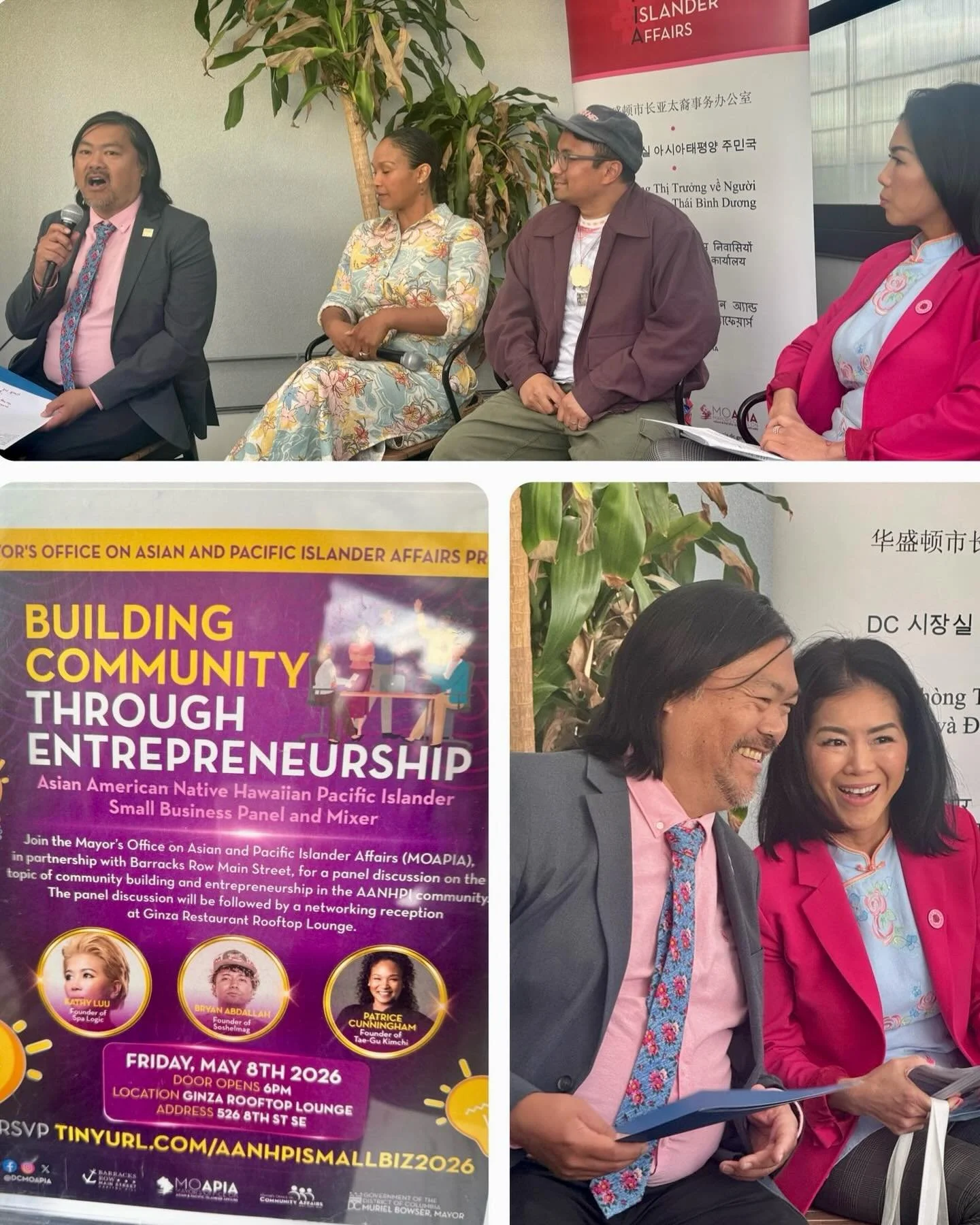 🌸 Celebrating AANHPI Entrepreneurship in DC! 🌸

At an inspiring evening at the Mayor&rsquo;s Office on Asian and Pacific Islander Affairs event - Building Community Through Entrepreneurship! This panel brings together incredible voices shaping the 