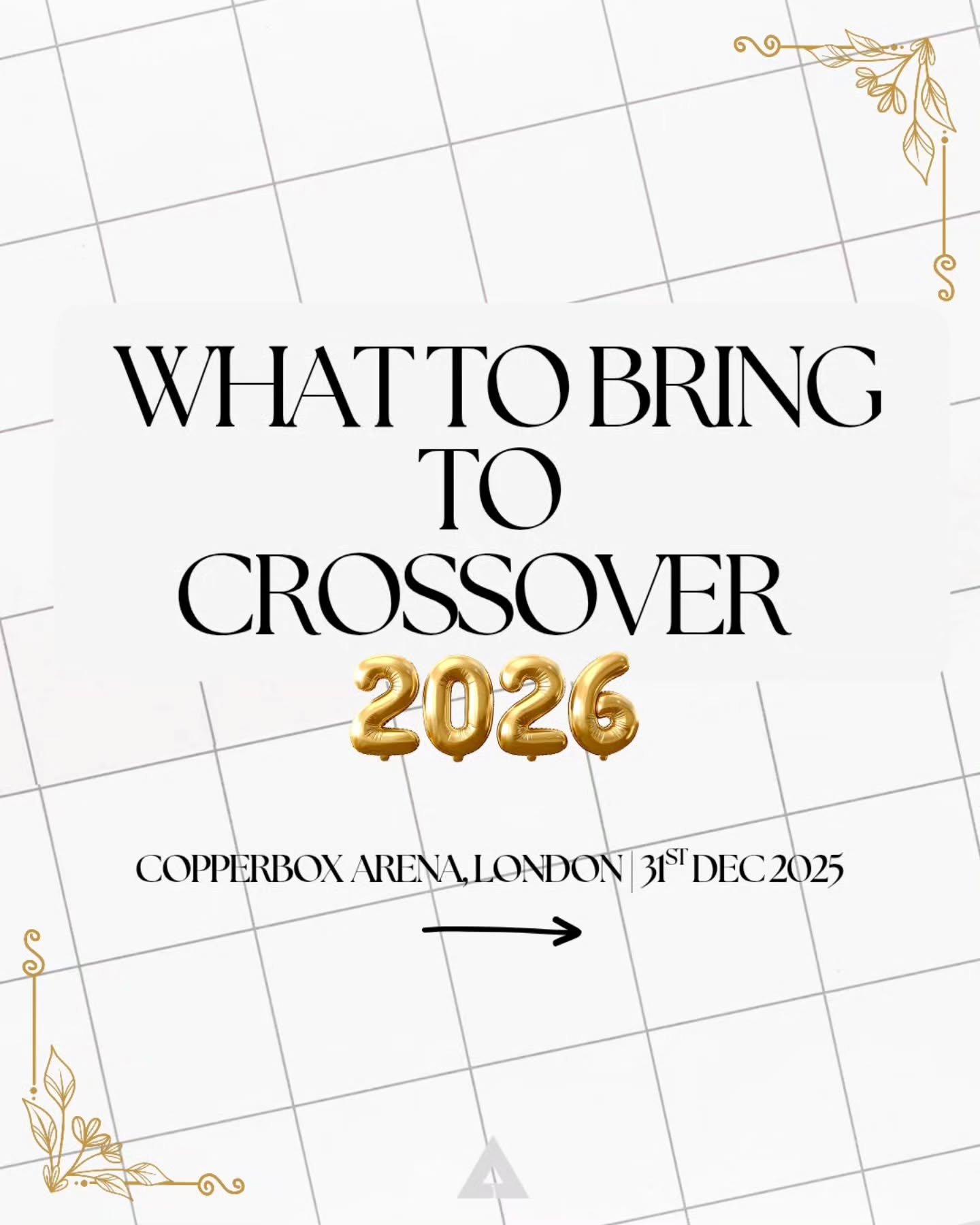HAPPY CROSSOVER DAY 🥳

Here is a little guide on what to bring to the Copperbox Arena tonight. The Food Stalls will be open from 8:30pm to Midnight, so no need to bring any food or drinks with you 🤝

Make sure that you are wearing comfortable cloth