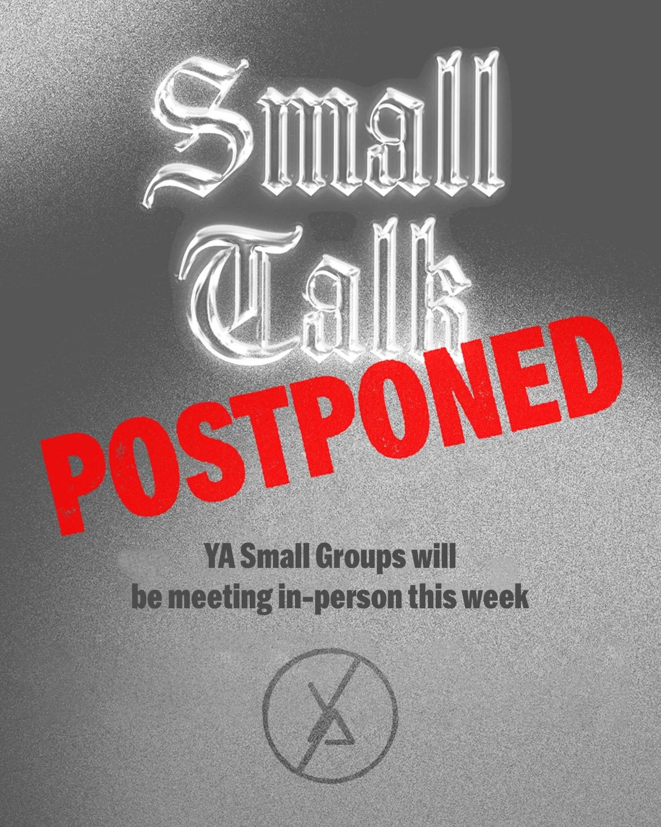 There is no Small Talk this week 🔊🔊

So please be at your Small Groups this week and if you don&rsquo;t have a small group yet, use the link in bio to sign up 🫂