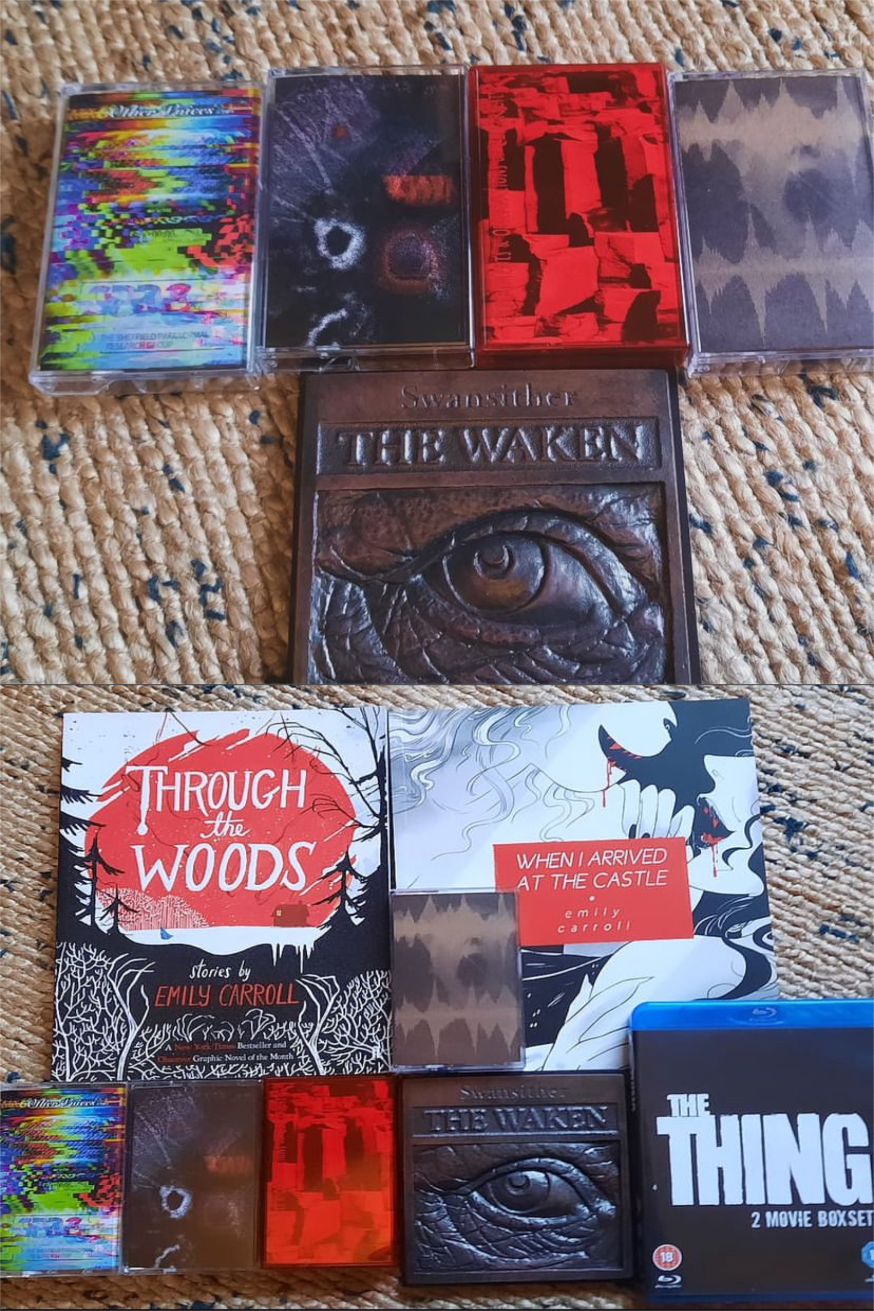 Some purchases from a fan, including the cassette of, The Ascension by Experiments & Observations on Electricity.