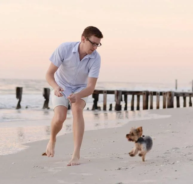 Iso and me running on the beach. I look so young!