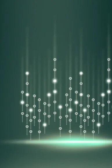 futuristic image dots and lines on a green background