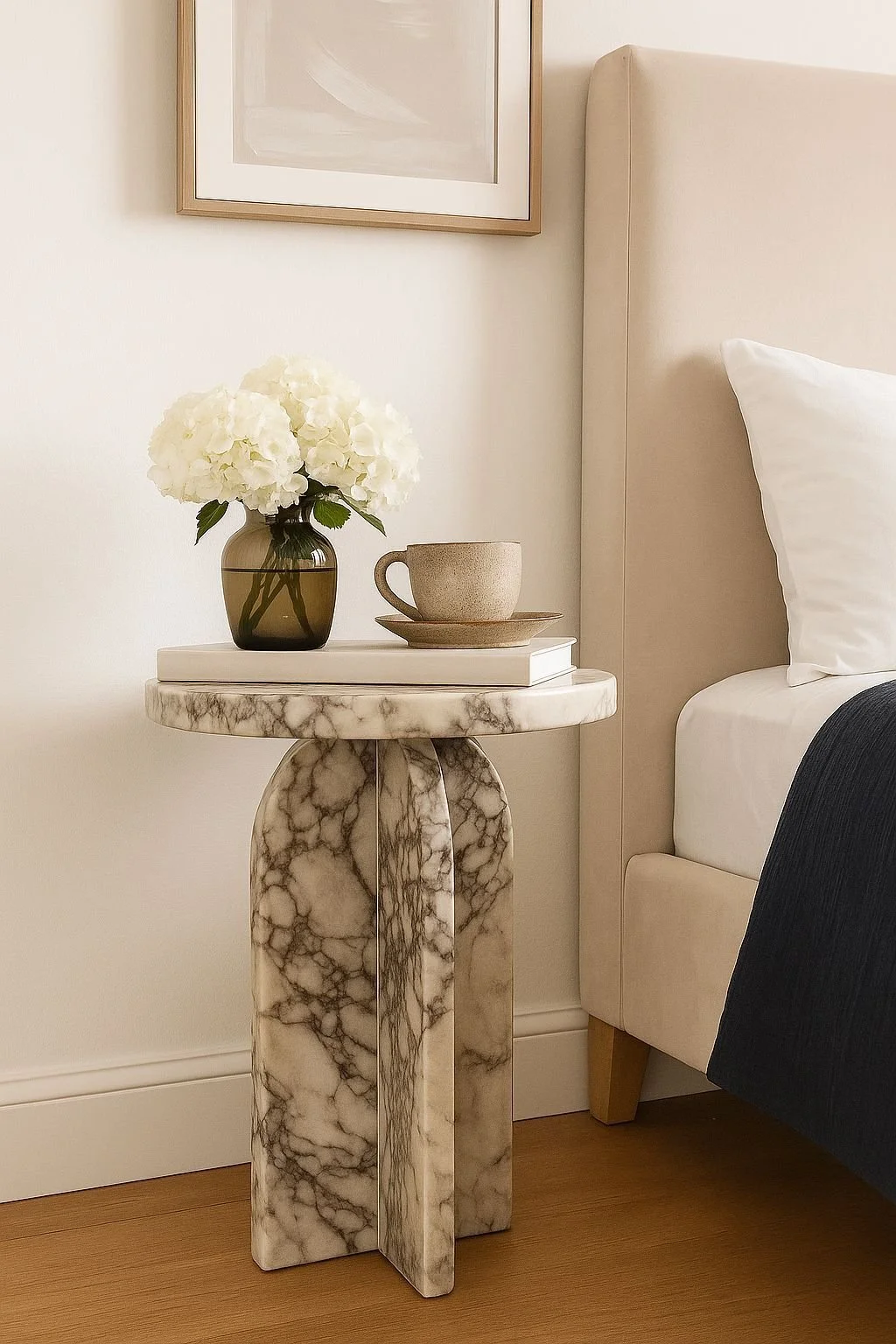 Calacata Viola marble side table