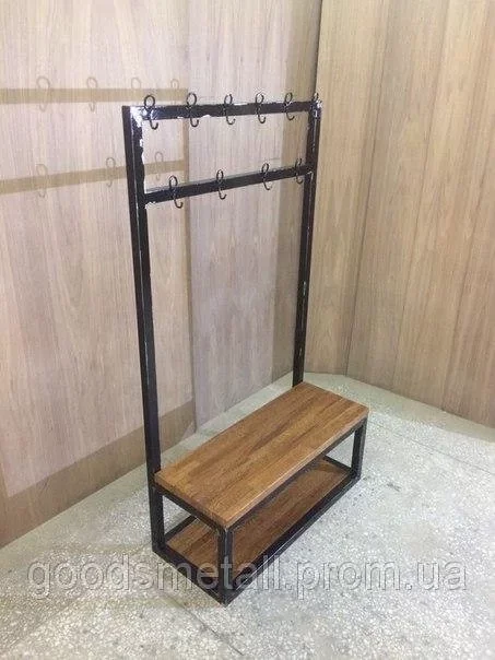 Perchero de pie estilo loft Kalkutta 1600x1000x300 mm – Madera natural y metal – Fabricación Española