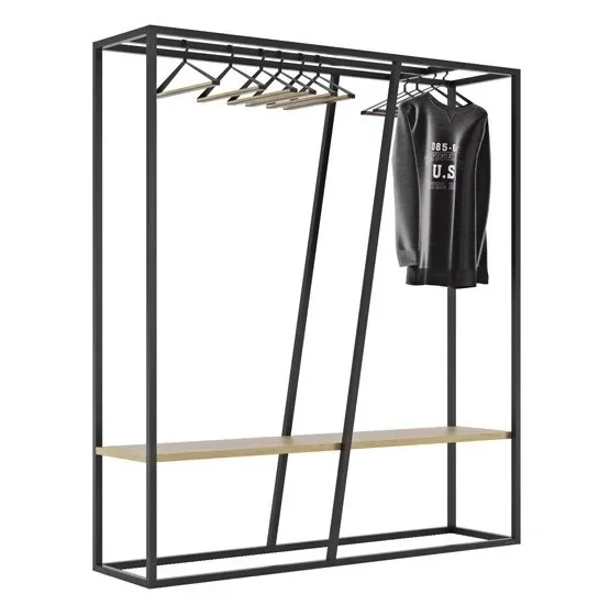 Perchero de pie portátil Showroom 4   1800x1500x400 mm – Madera natural y metal – Fabricación Española