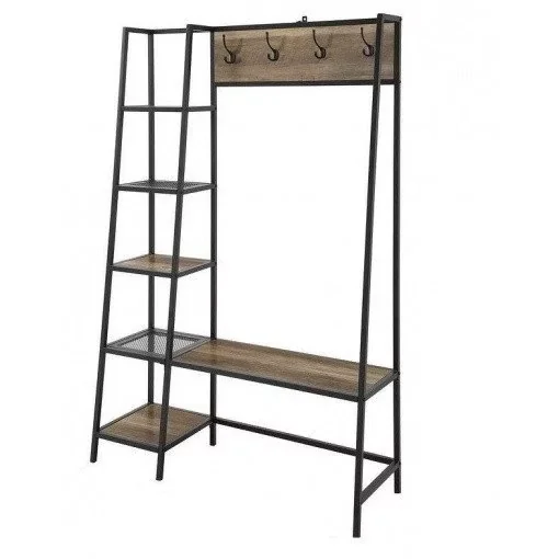 Perchero de pie estilo Loft con estantes de madera 1800x1500x500 mm – Modelo Córdoba VSH76