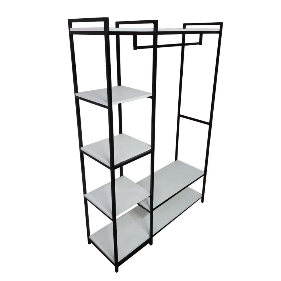 Perchero de Pie Industrial con Ganchos 180x120x40 cm – Madera y Metal | Fabricado en España