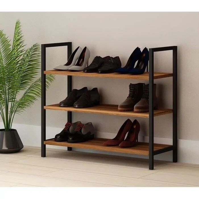 Zapatero Loft "PO103" 80x70x30 cm – Madera y Metal Hecho a Mano