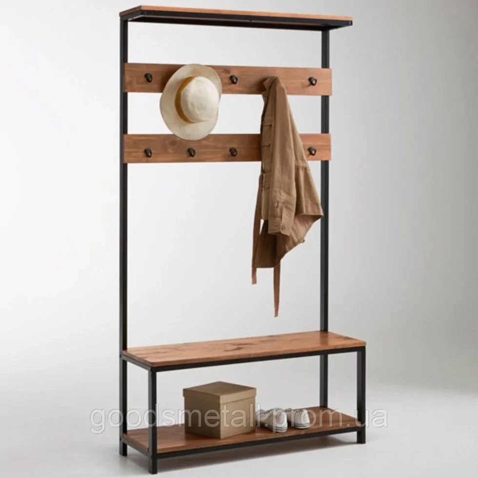 Perchero para recibidor GoodsMetall de metal y madera estilo Loft «Watson»