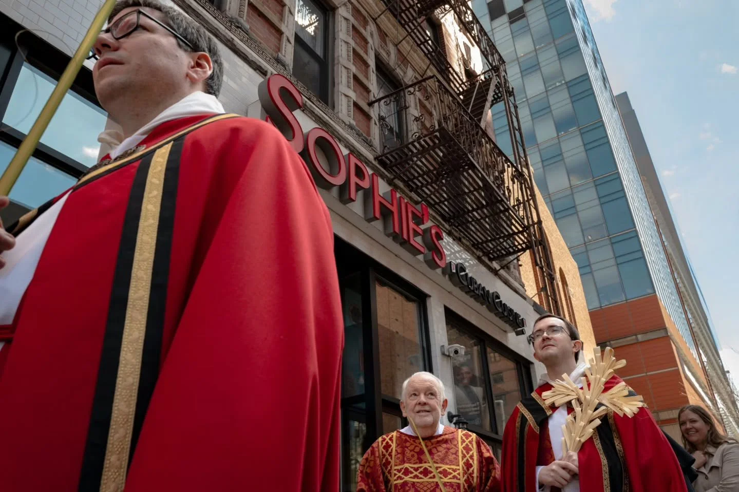 Palm Sunday, the beginning of Holy Week. 

From St. Catherine's, where palms were blessed, to St. Vincent's, where we gather, we walked with Christ into Jerusalem.