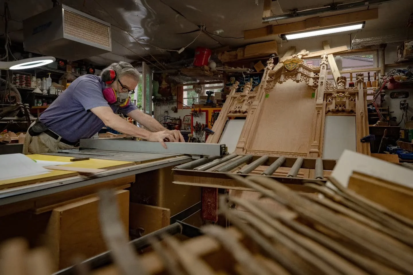 Our new Our Lady of Guadalupe Shrine is taking shape under the craftsmanship of Bob Yorburg, a woodcarver, who is making our reredos entirely by hand. Soon, it will leave his workshop and find its permanent home in our St. Joseph's chapel at St. Vinc